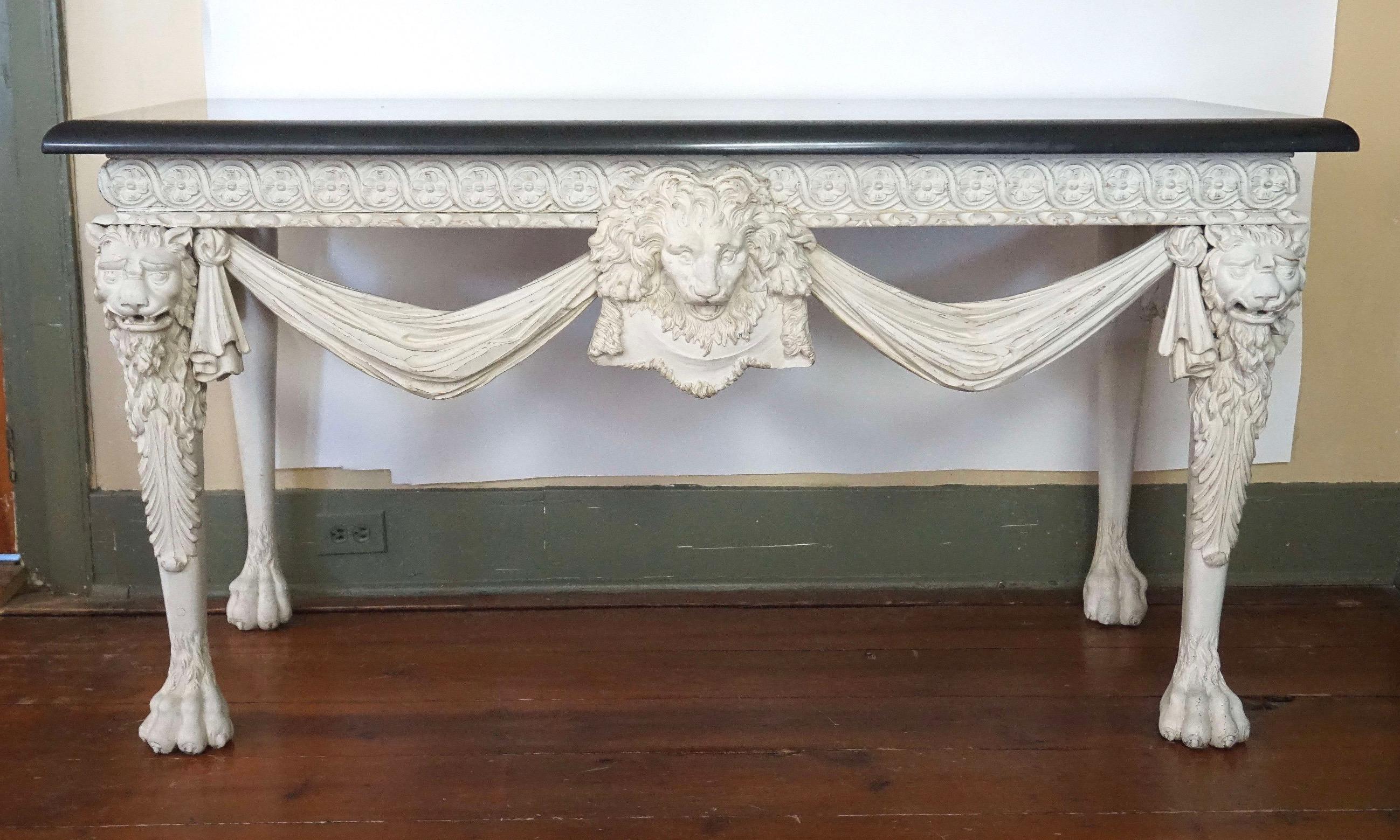 George II Style Marble Top Painted Side Table in the Manner of William Kent For Sale 13
