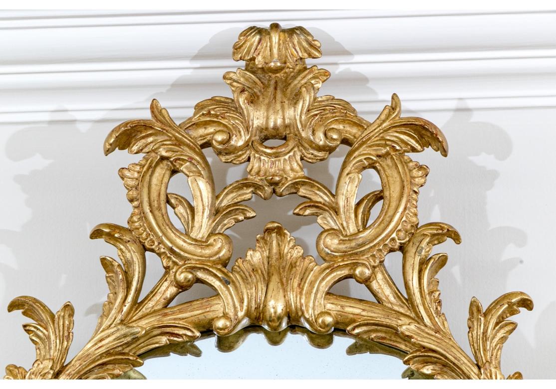 George II Style Oval Mirror In Exceptional Gilt Frame In Fair Condition For Sale In Bridgeport, CT