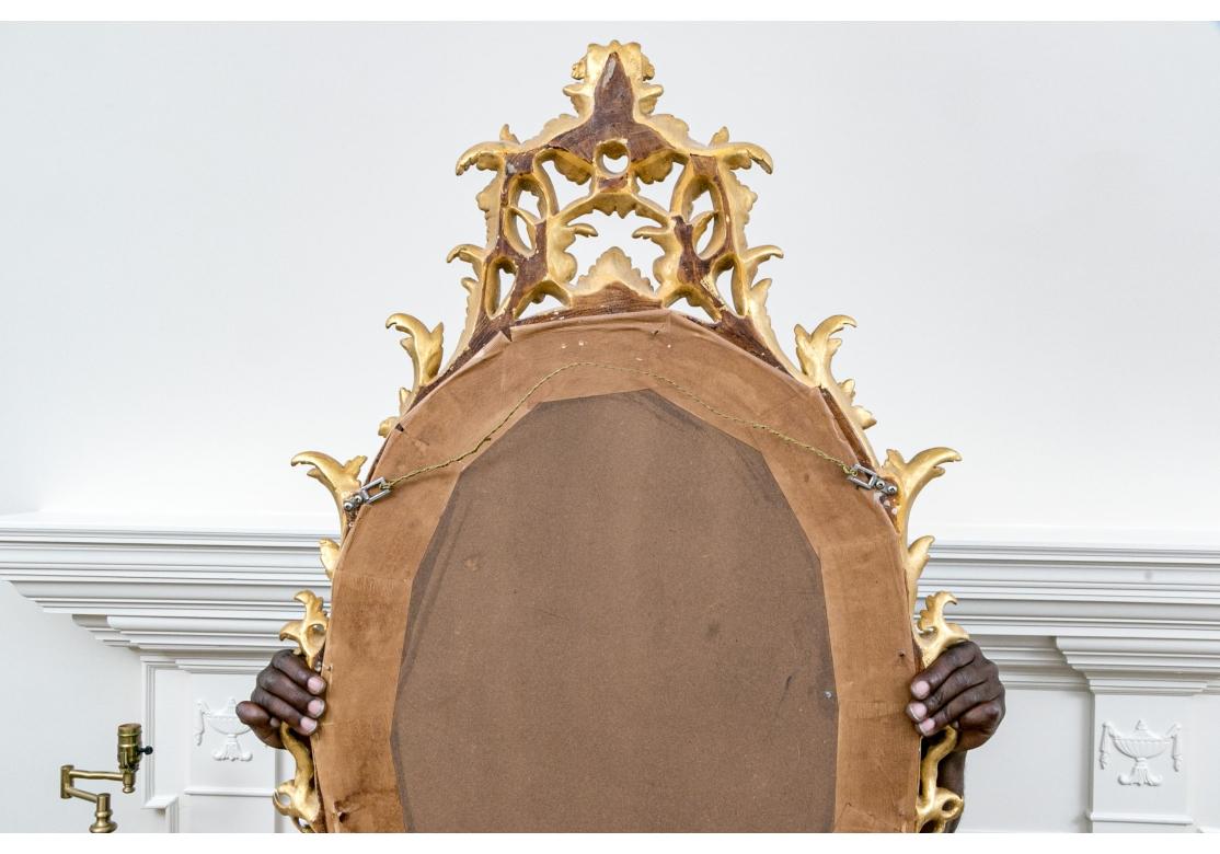 Gesso George II Style Oval Mirror In Exceptional Gilt Frame For Sale