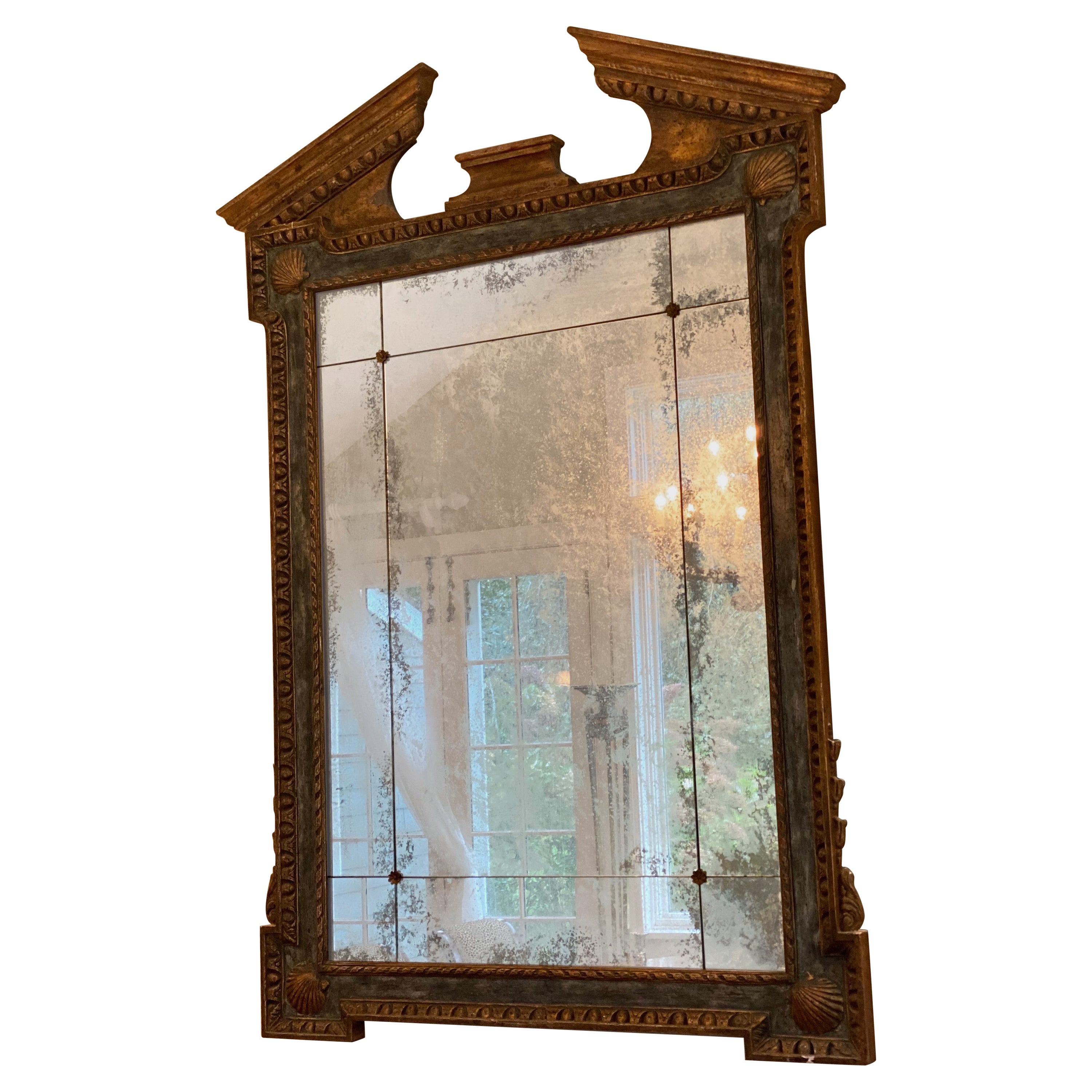 George II Style Painted & Gilt Mirror in the Manner of William Kent