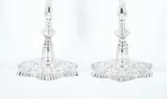 George II Style Pair 19th Century English Silver Plate Candlesticks