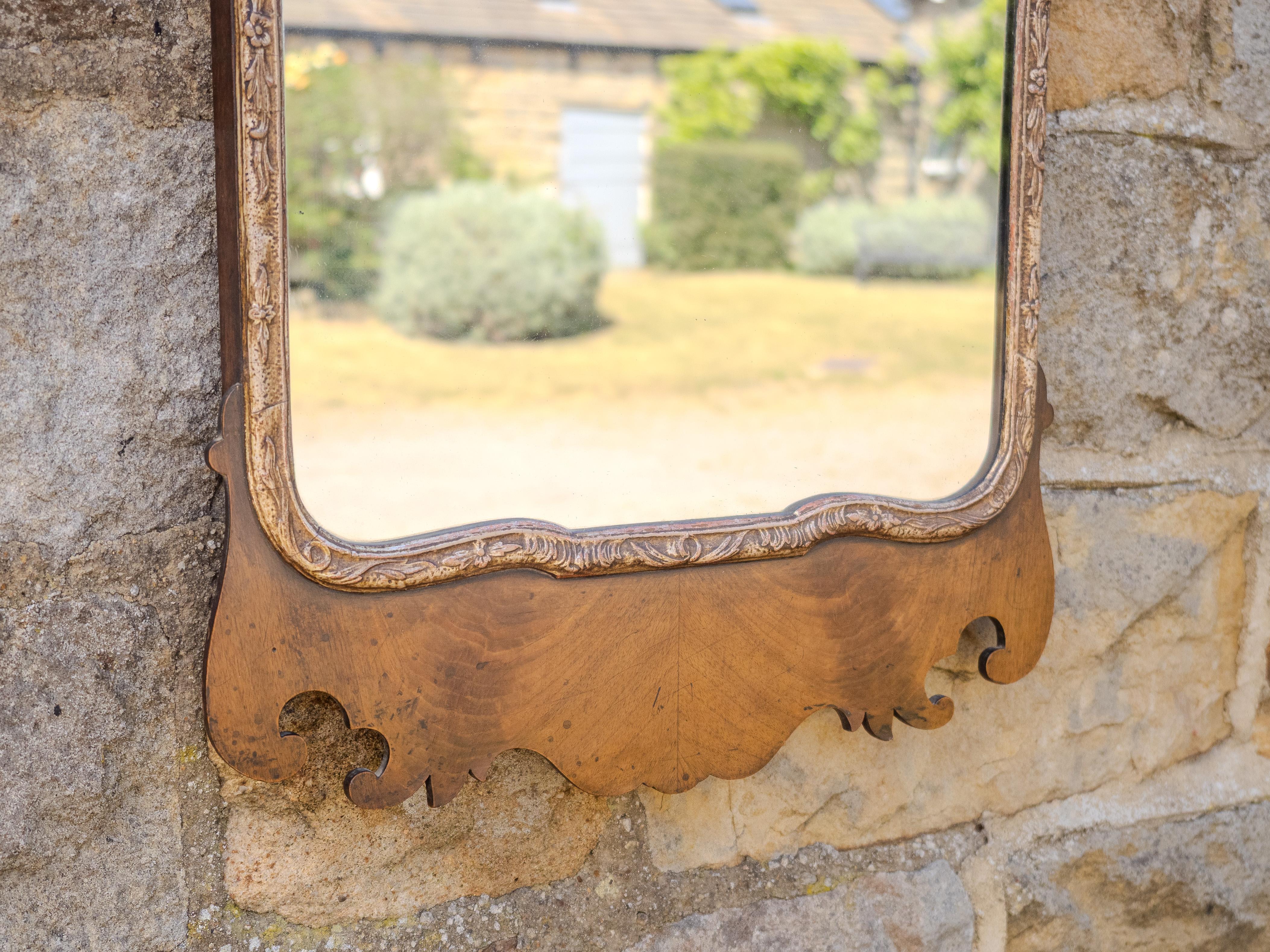George II Style Parcel-Gilt Walnut Hoho Bird Fretwork Pier-glass Wall Mirror For Sale 1