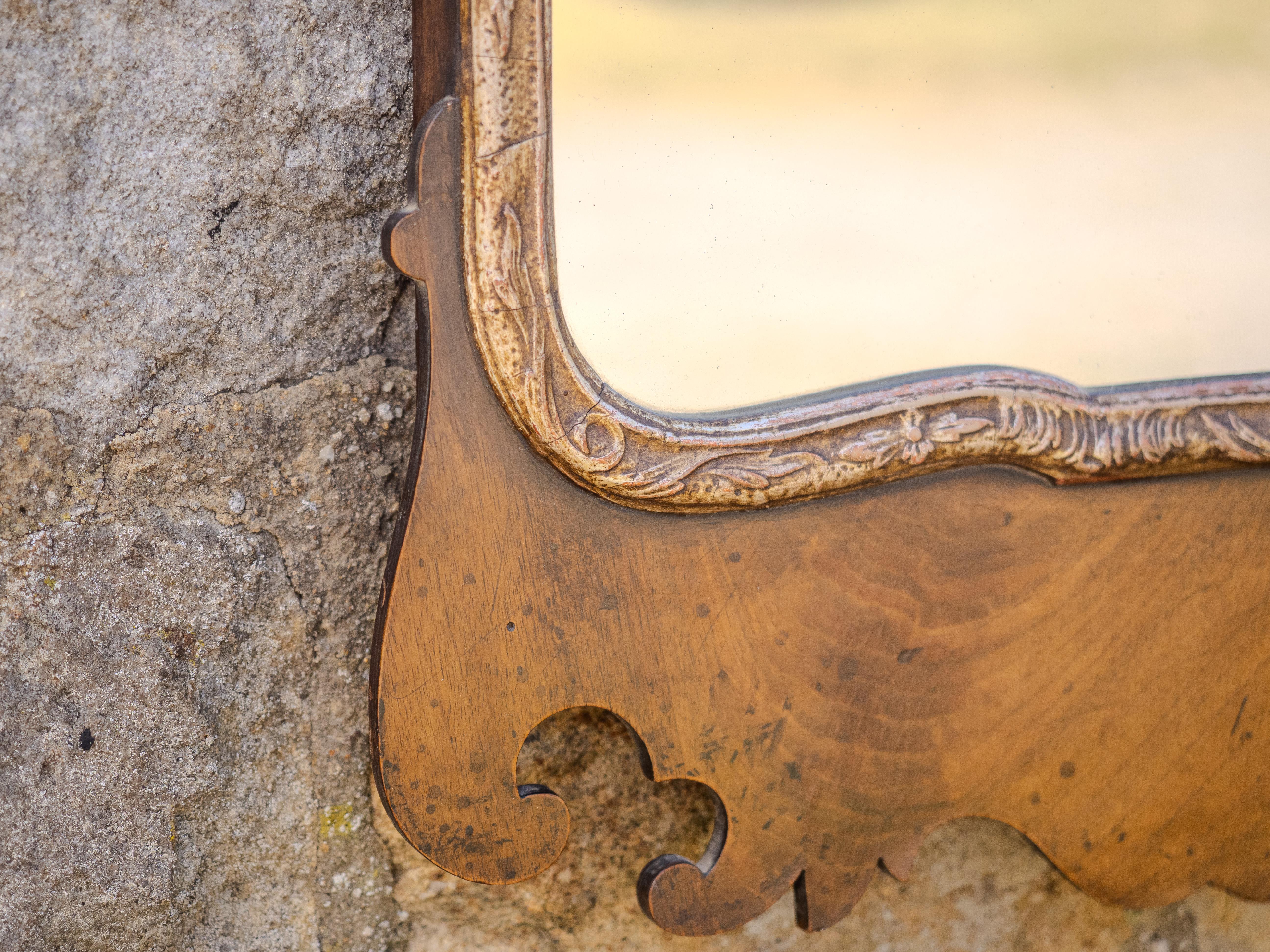 George II Style Parcel-Gilt Walnut Hoho Bird Fretwork Pier-glass Wall Mirror For Sale 2