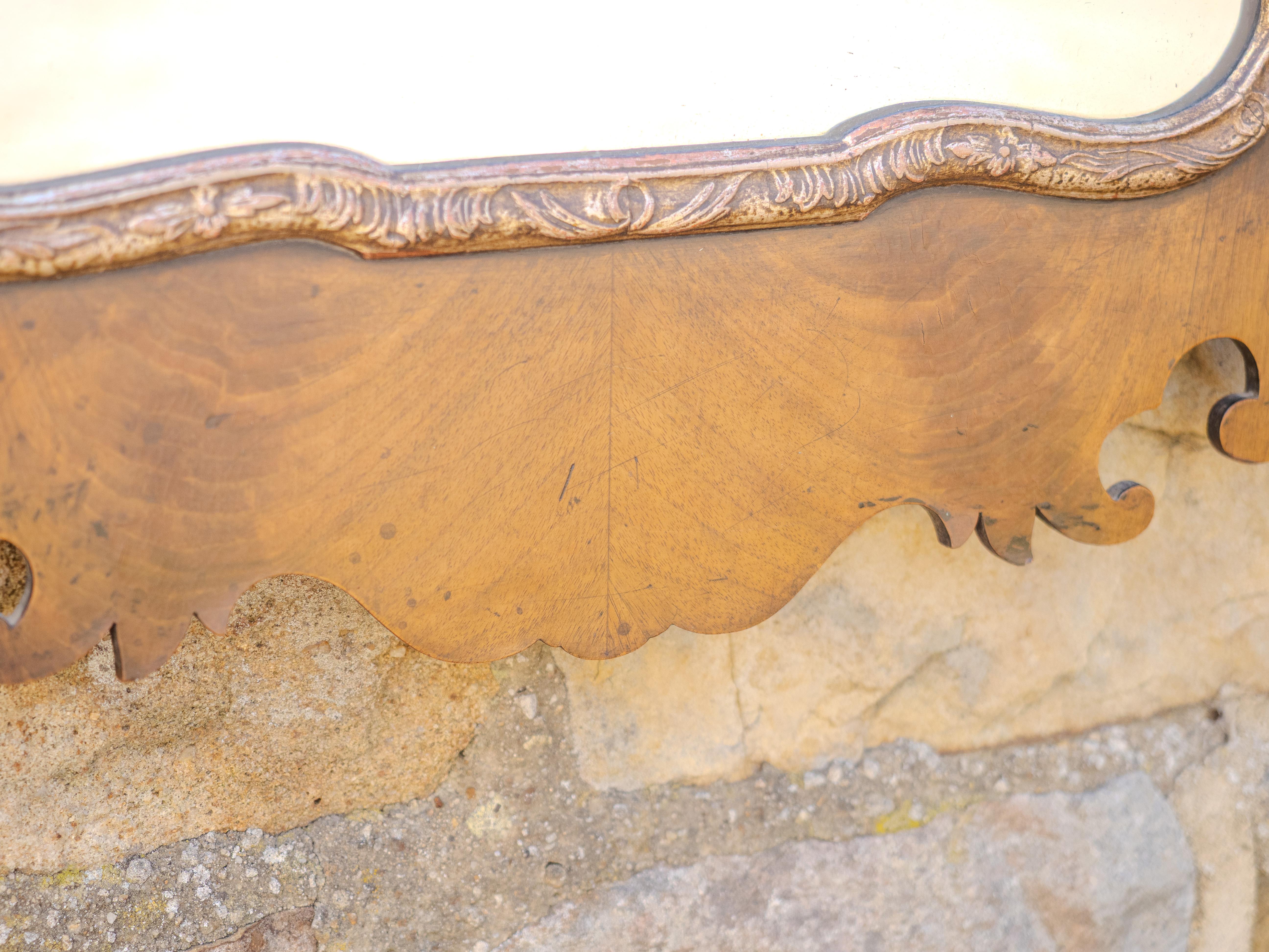 George II Style Parcel-Gilt Walnut Hoho Bird Fretwork Pier-glass Wall Mirror For Sale 3