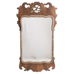George II Parcel-Gilt Walnut Hoho Bird Fretwork Pier Mirror (Edwardian c1910-20)