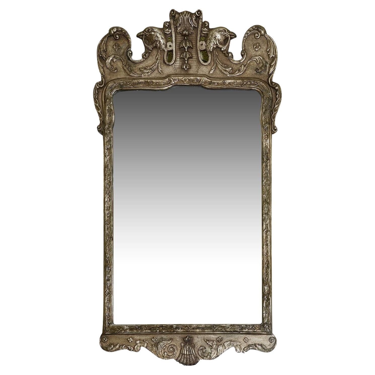 Specchio in vetro Pier in stile Giorgio II in argento dorato in vendita