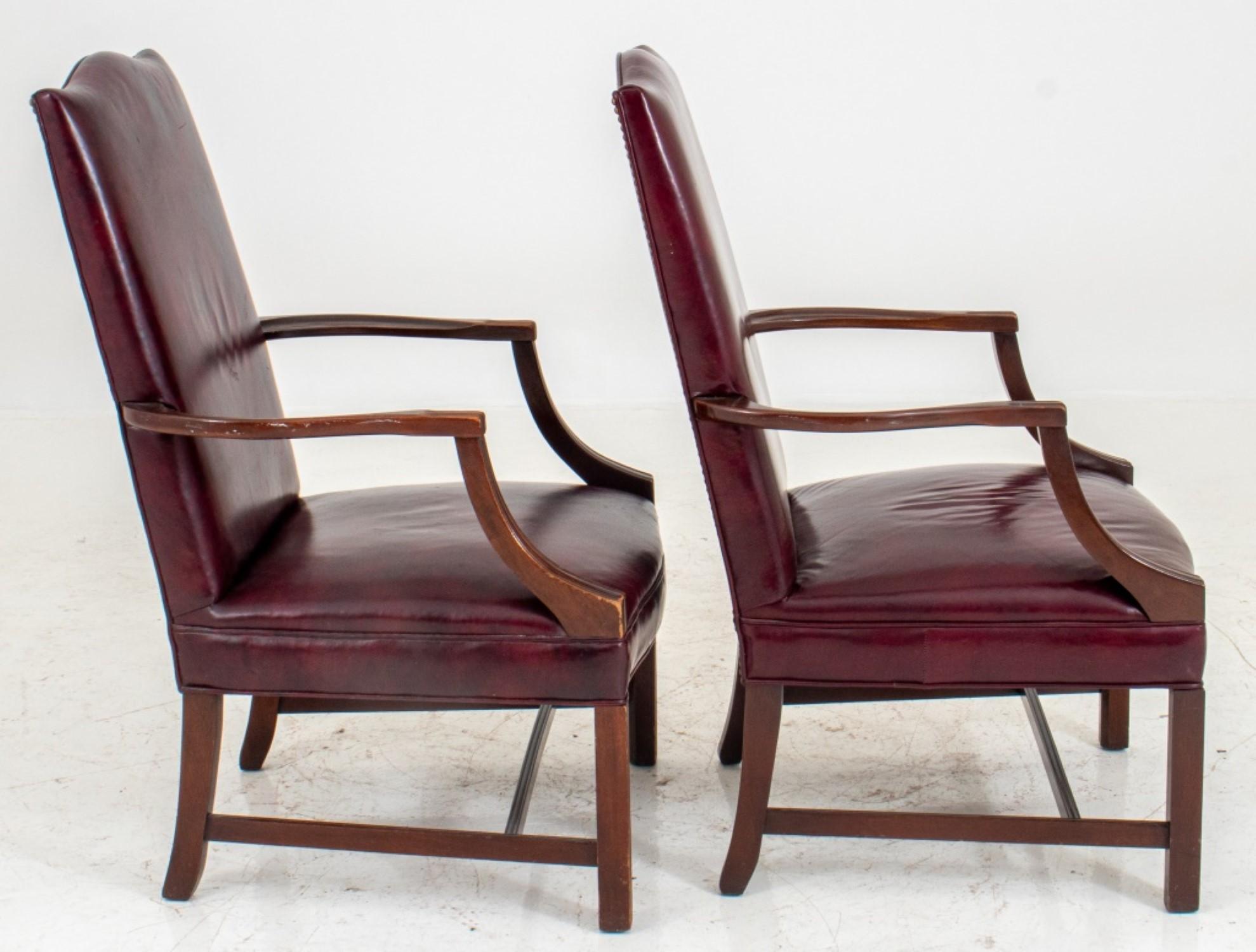 George II Style Tallback Library Armchairs In Good Condition For Sale In New York, NY