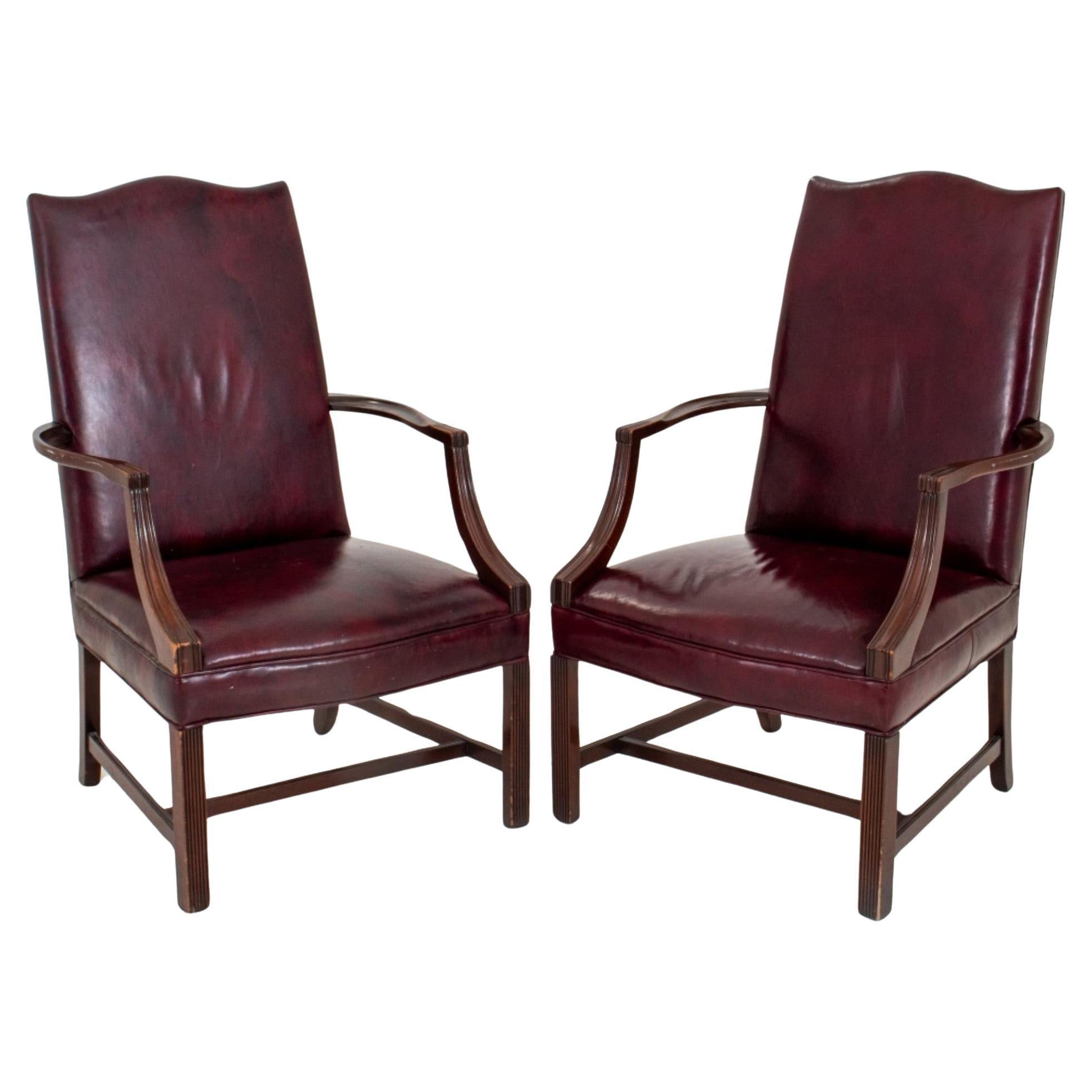 George II Style Tallback Library Armchairs For Sale