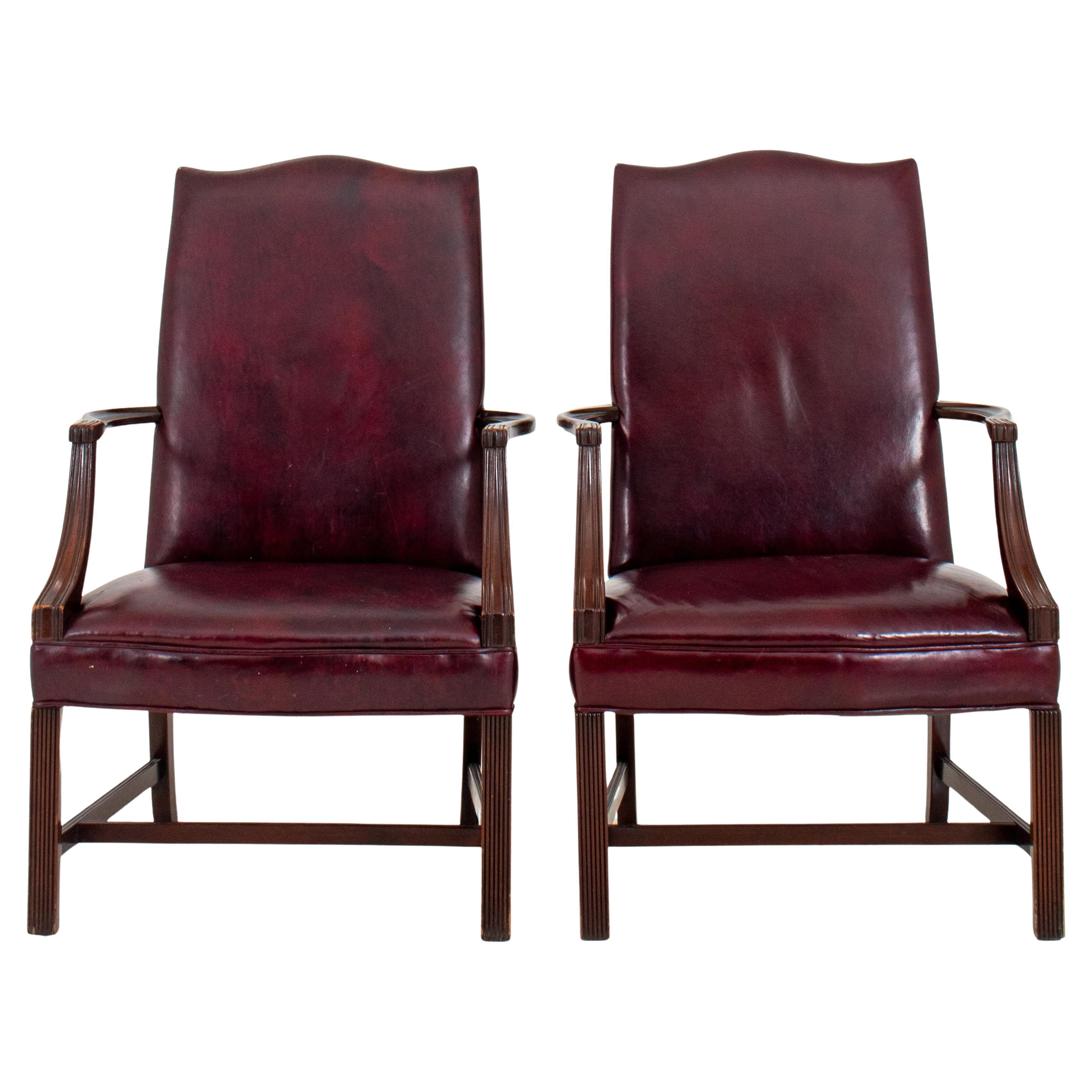 George II Style Tallback Library Armchairs