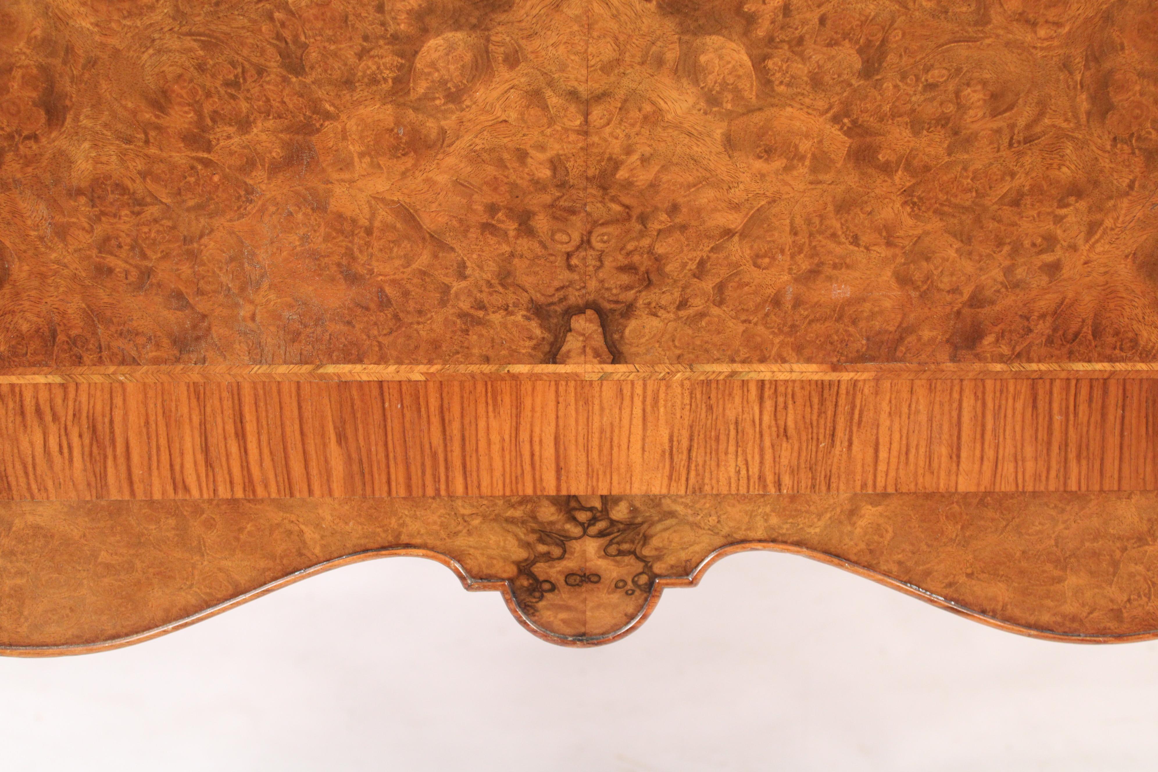 George II Style Walnut and Burl Walnut Partners Desk 7