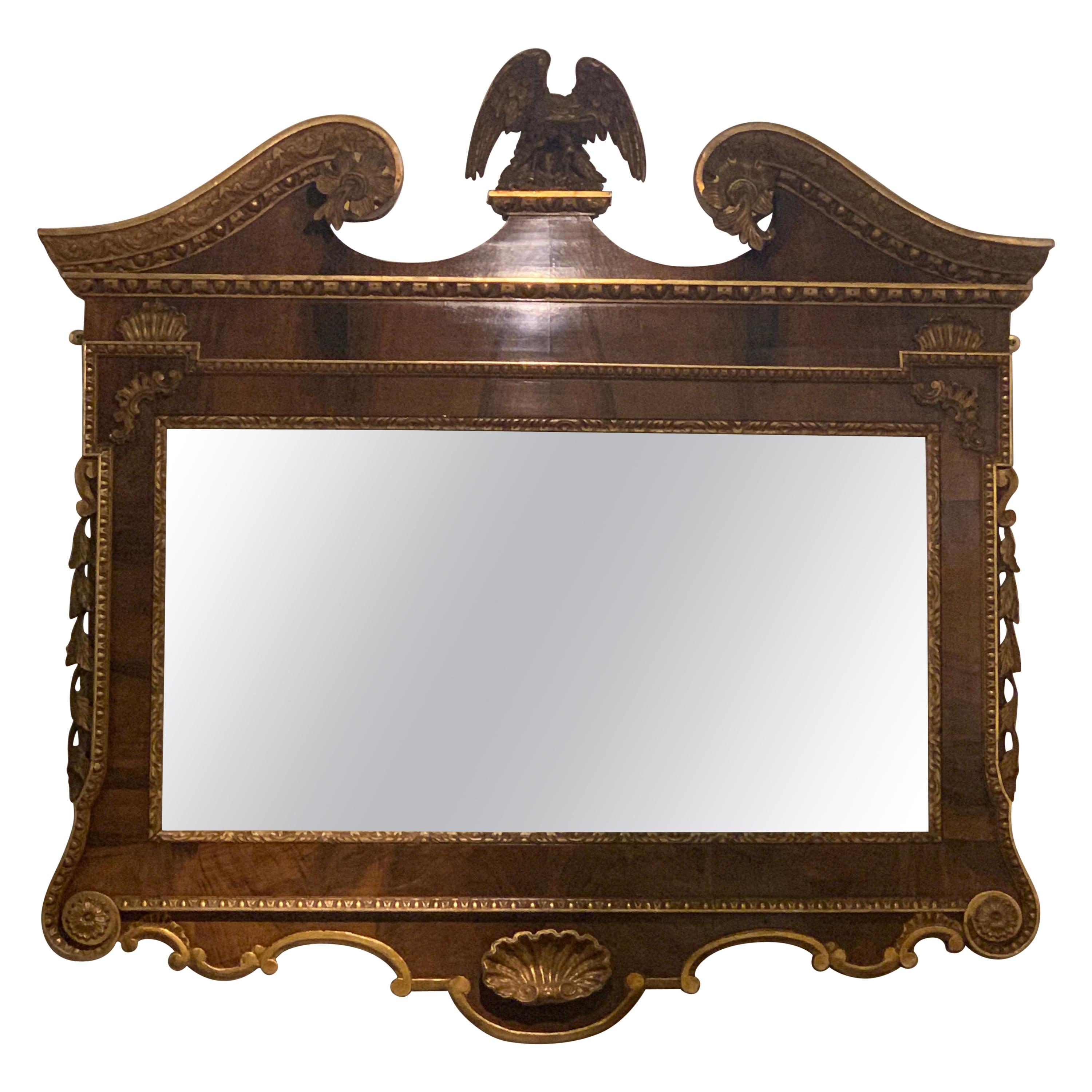 George II Style Walnut and Gilt Architectural Mirror