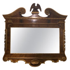 Specchio architettonico in noce e dorato in stile Giorgio II