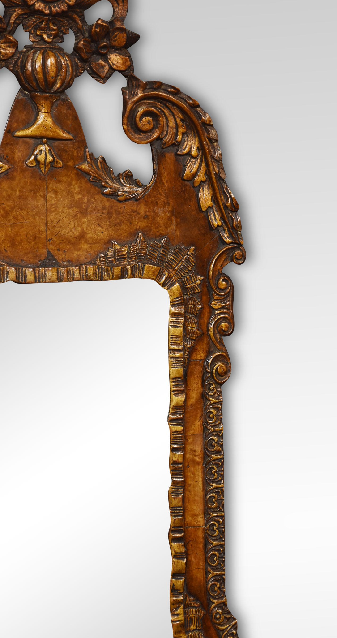 20th Century George II style walnut and gilt wall mirror For Sale