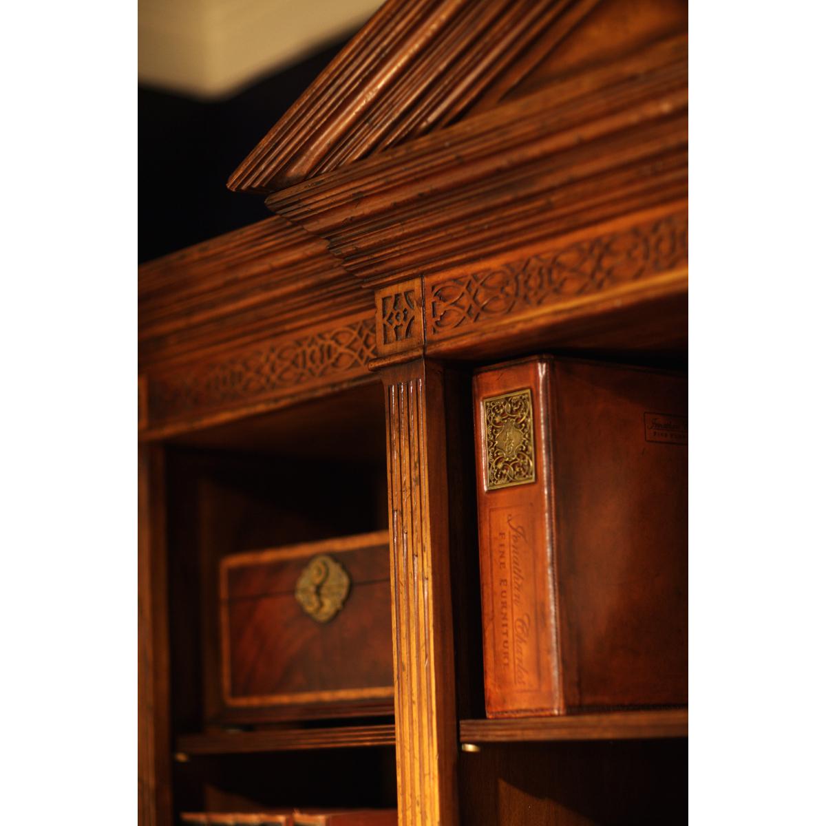 George II Style Walnut Breakfront Bookcase 3