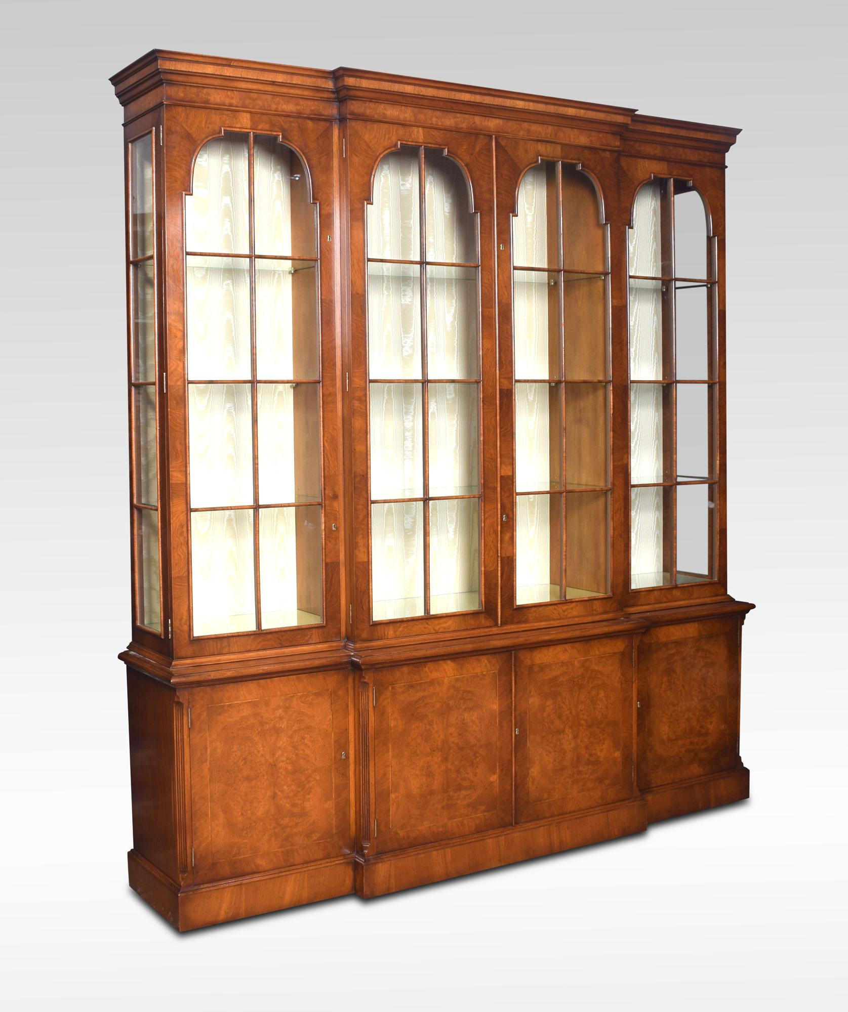 George II Style Walnut Breakfront Display Bookcase 2