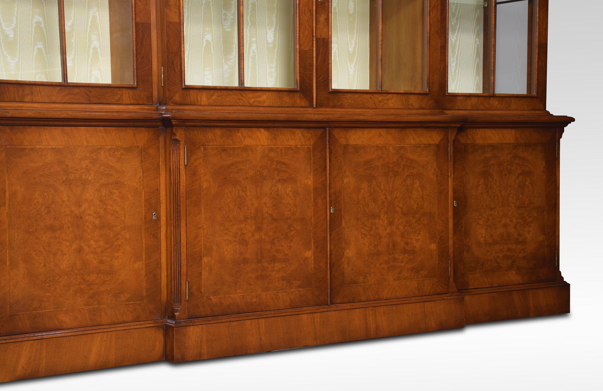 George II Style Walnut Breakfront Display Bookcase 4