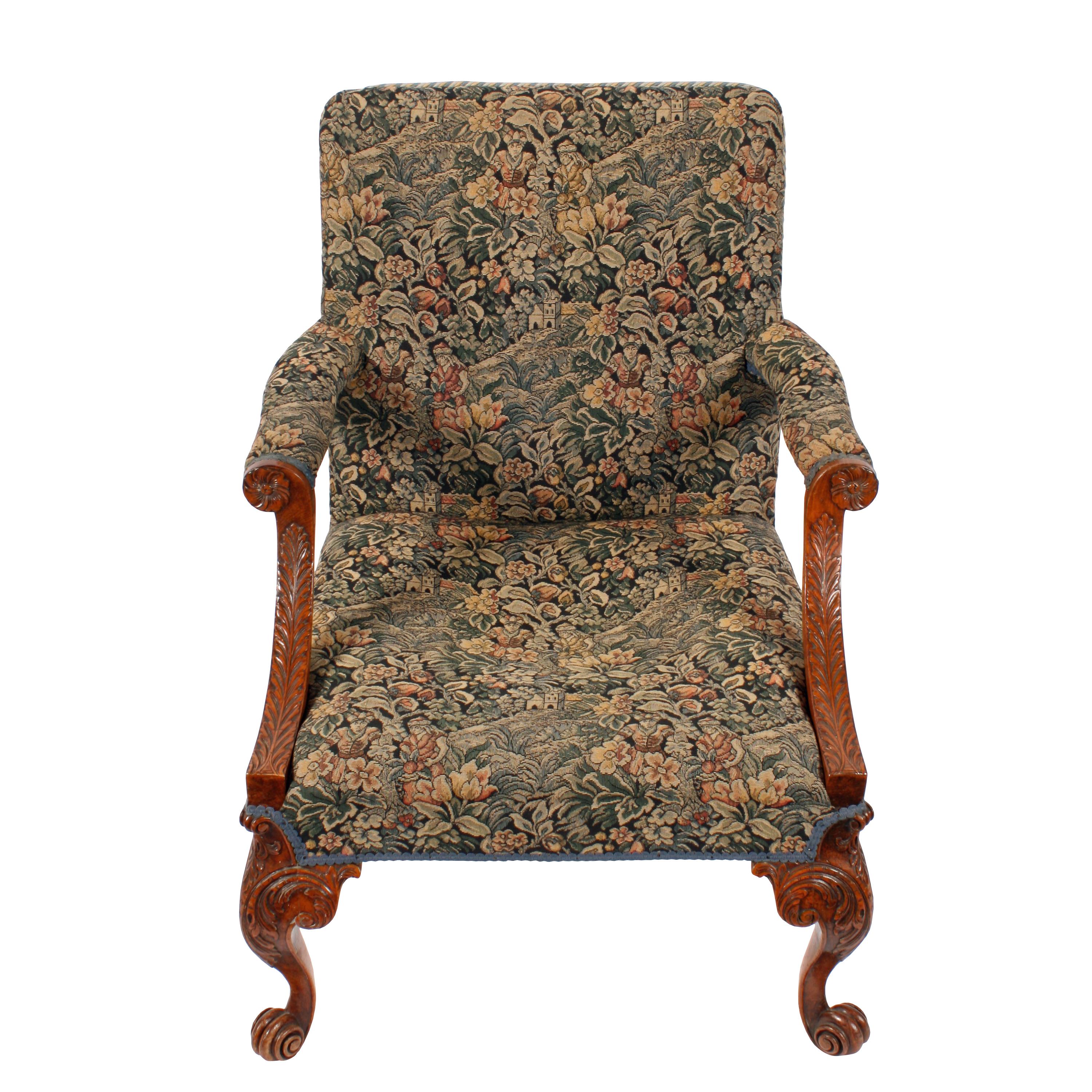 British George II Style Walnut Gainsborough Chair