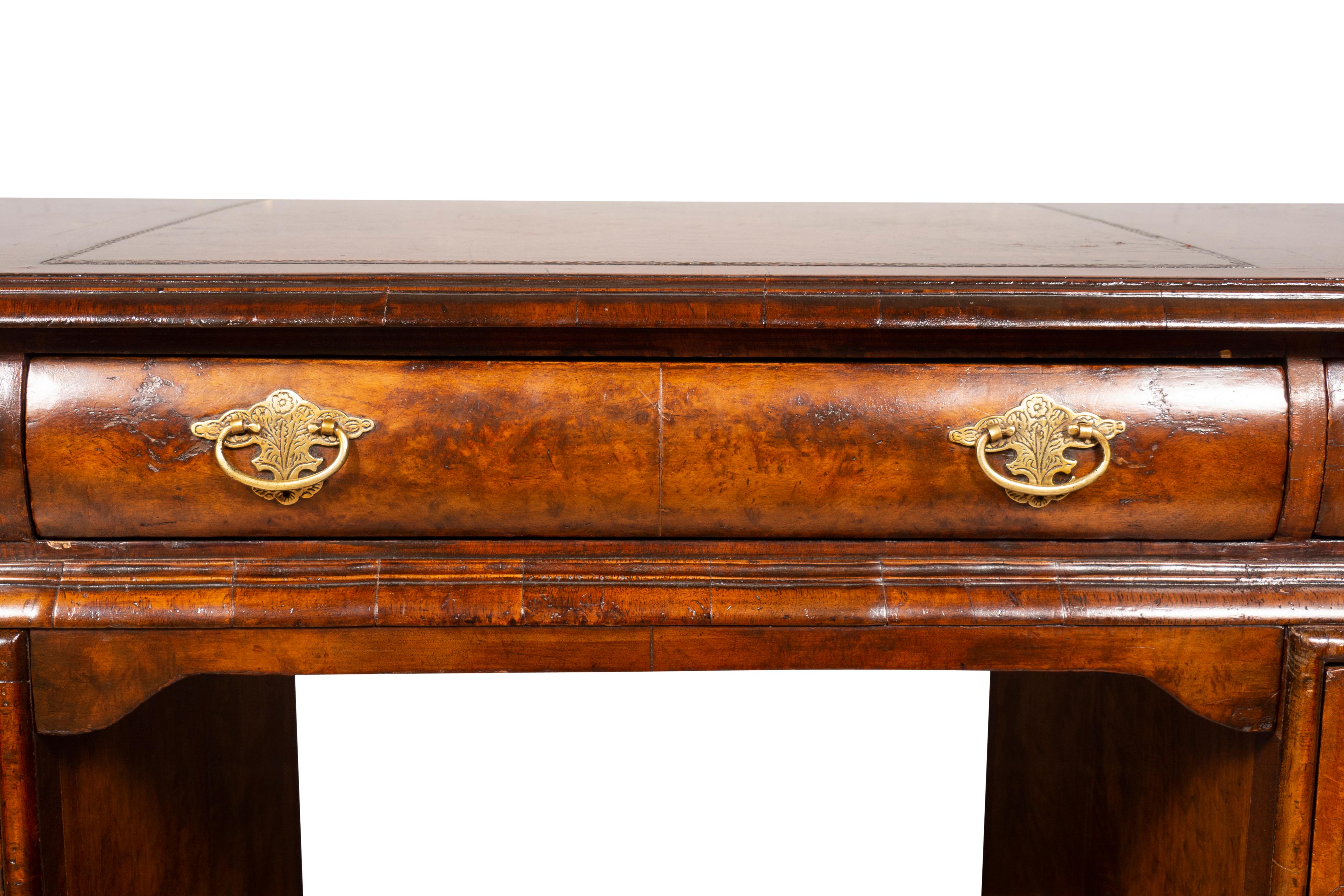 George II Style Walnut Pedestal Desk For Sale 4