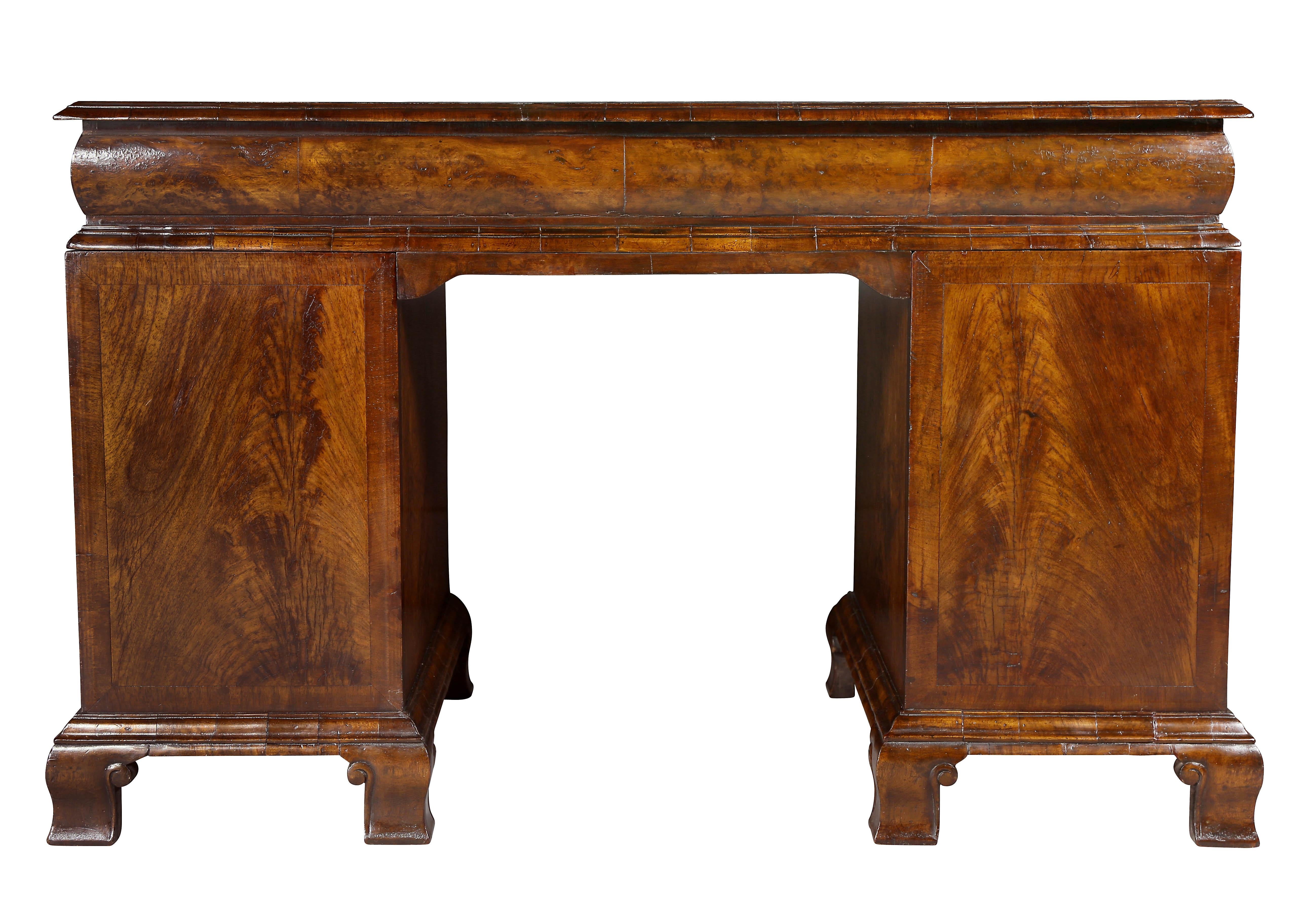 George II Style Walnut Pedestal Desk 6