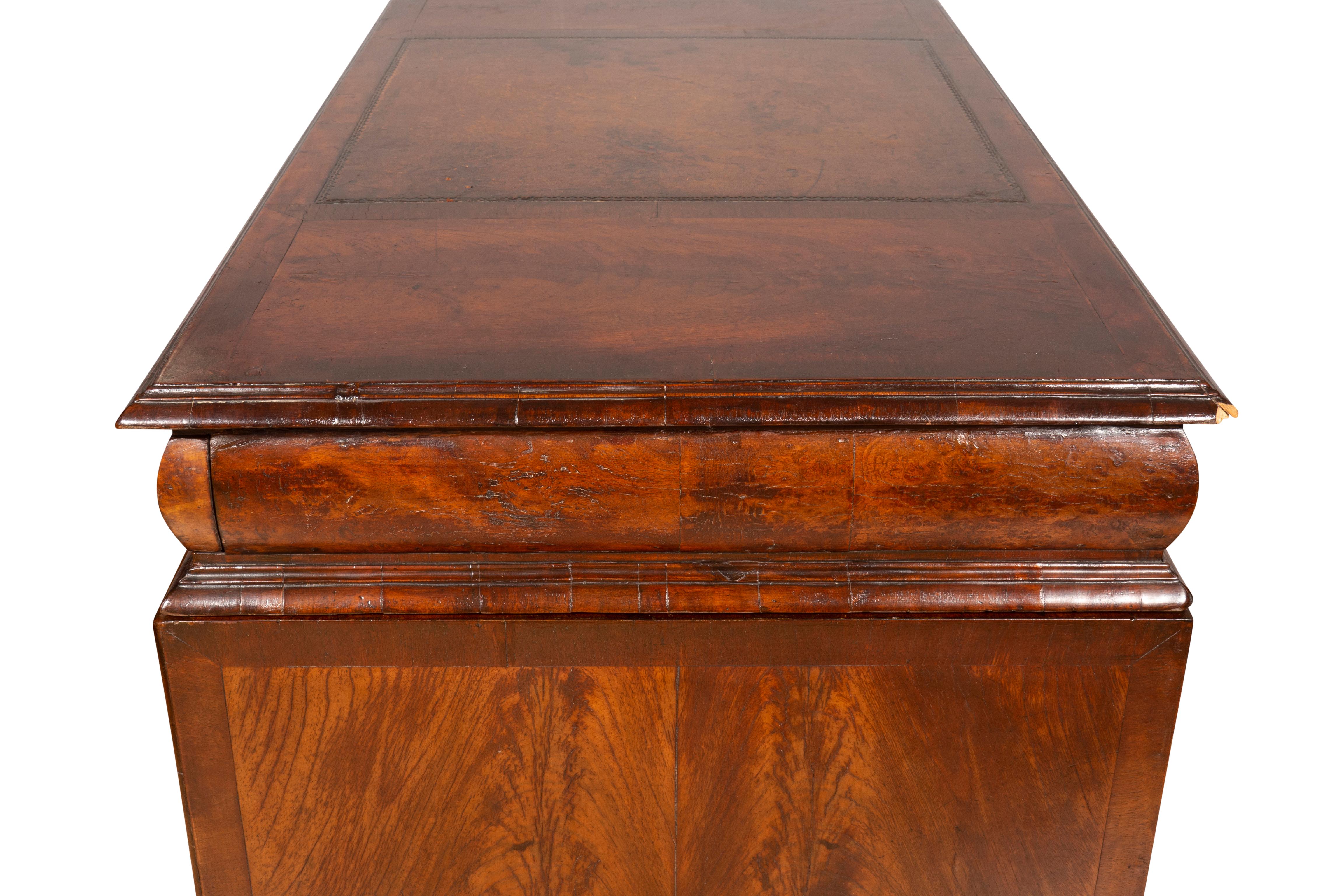 George II Style Walnut Pedestal Desk For Sale 7