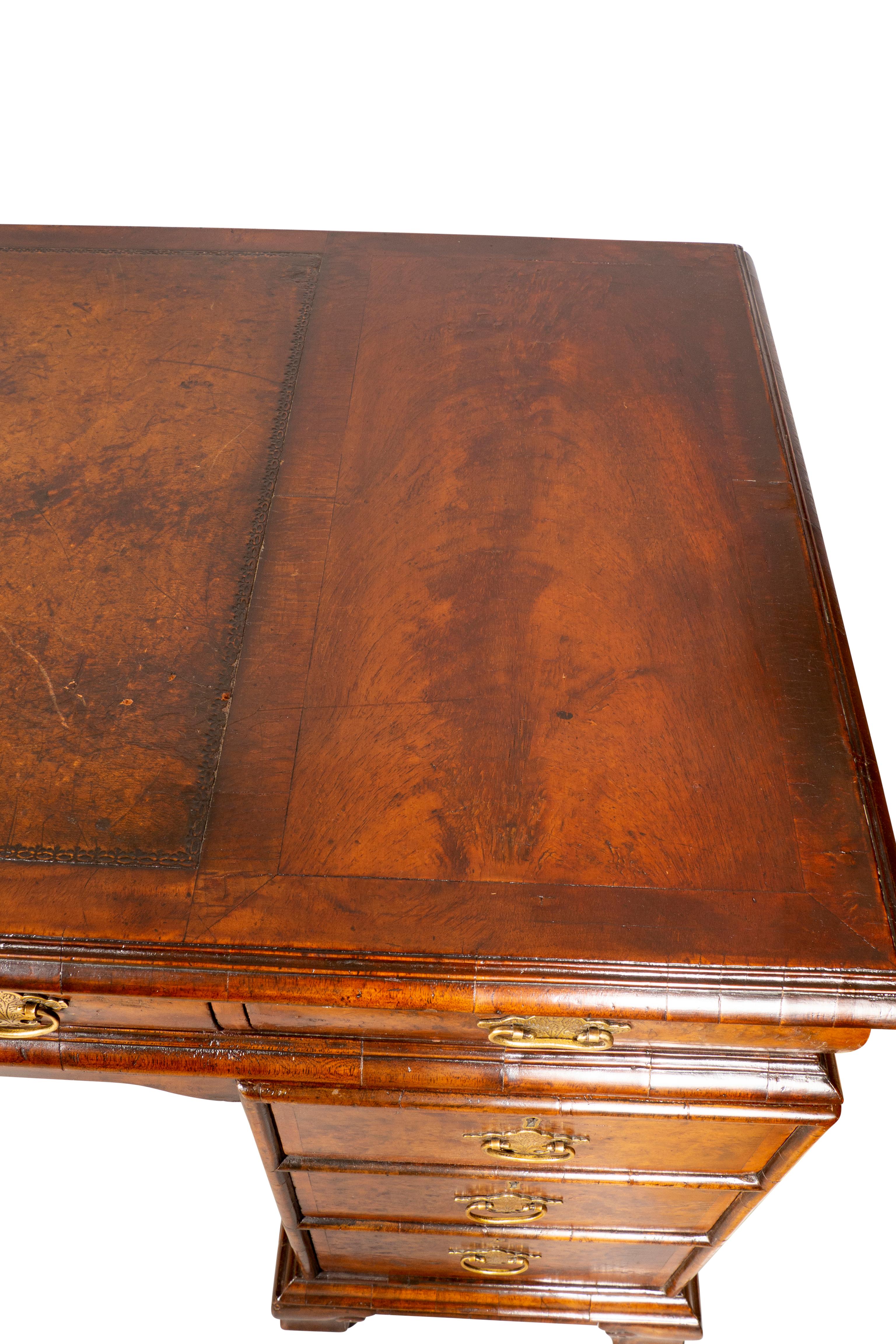 George II Style Walnut Pedestal Desk For Sale 13