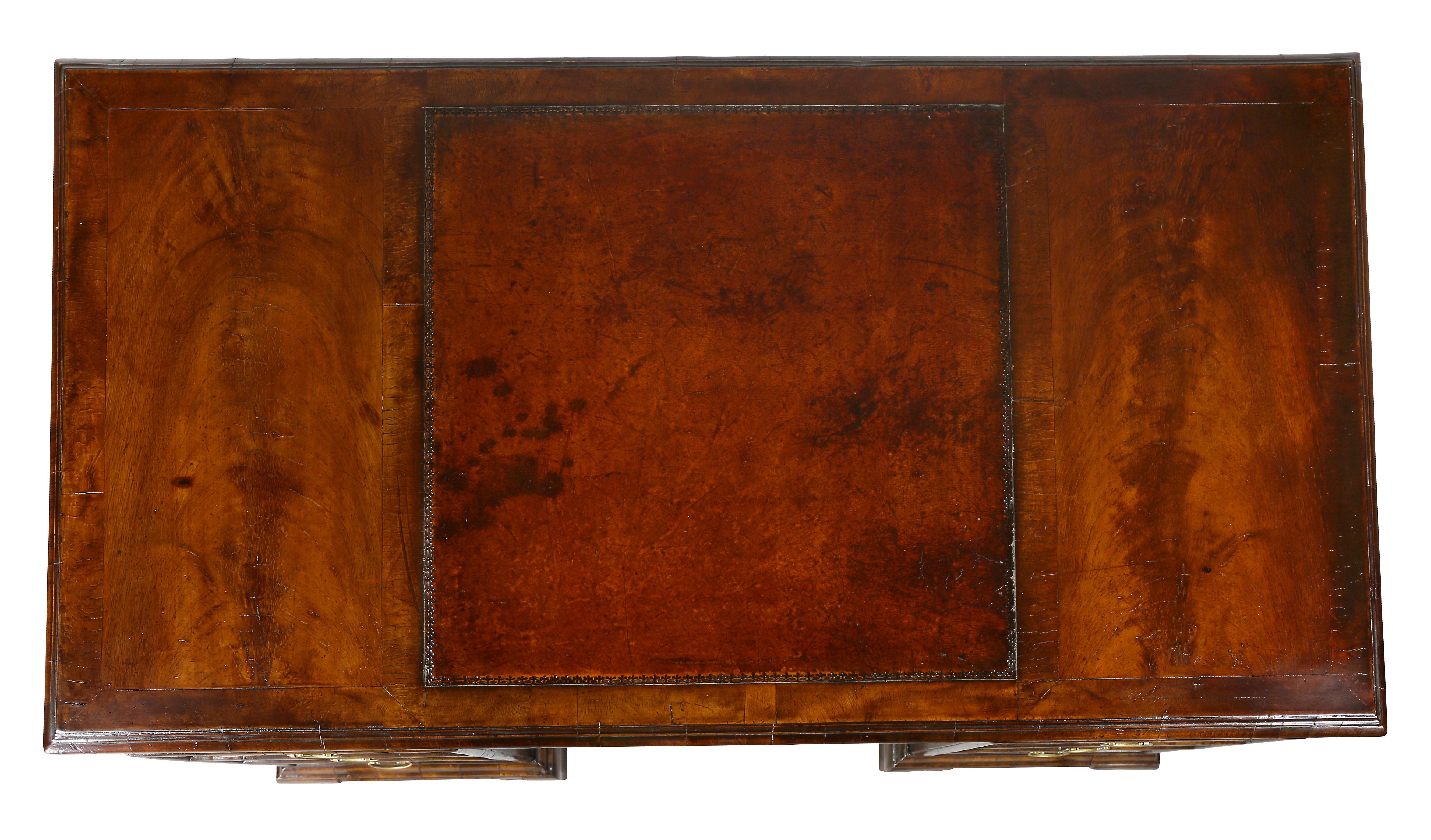 English George II Style Walnut Pedestal Desk