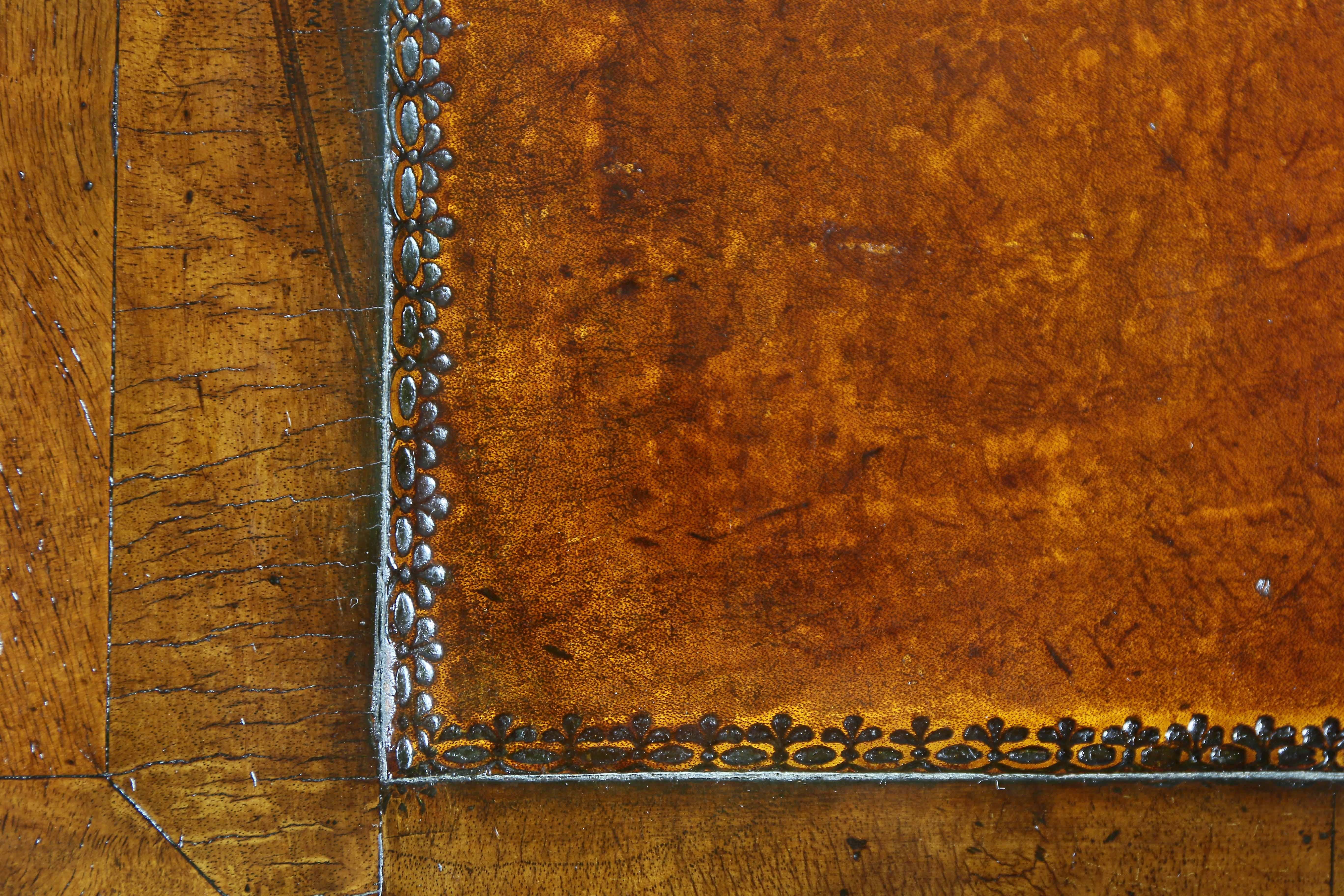 George II Style Walnut Pedestal Desk In Good Condition In Essex, MA