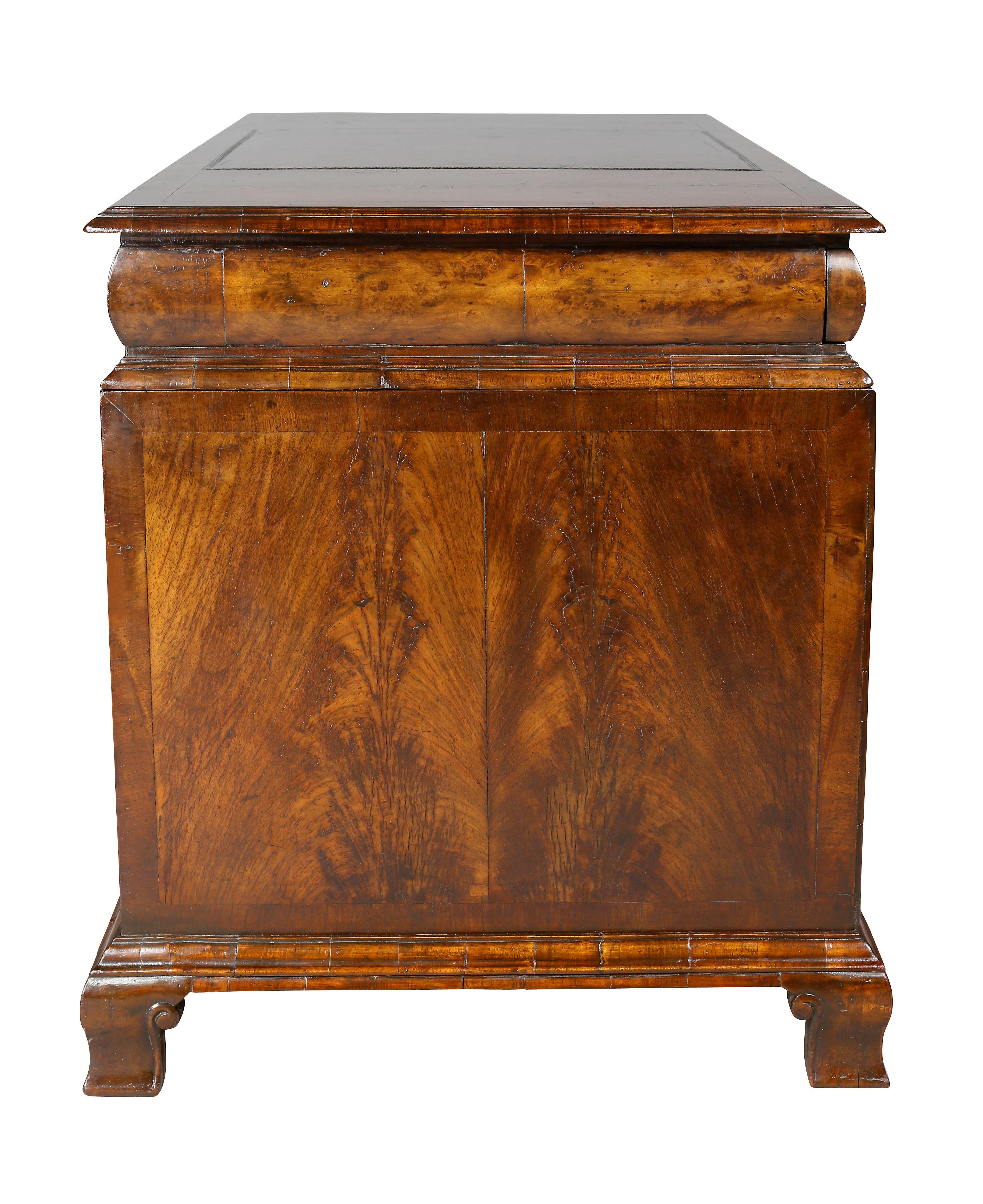 George II Style Walnut Pedestal Desk 4