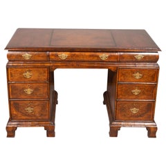 George II Style Walnut Pedestal Desk