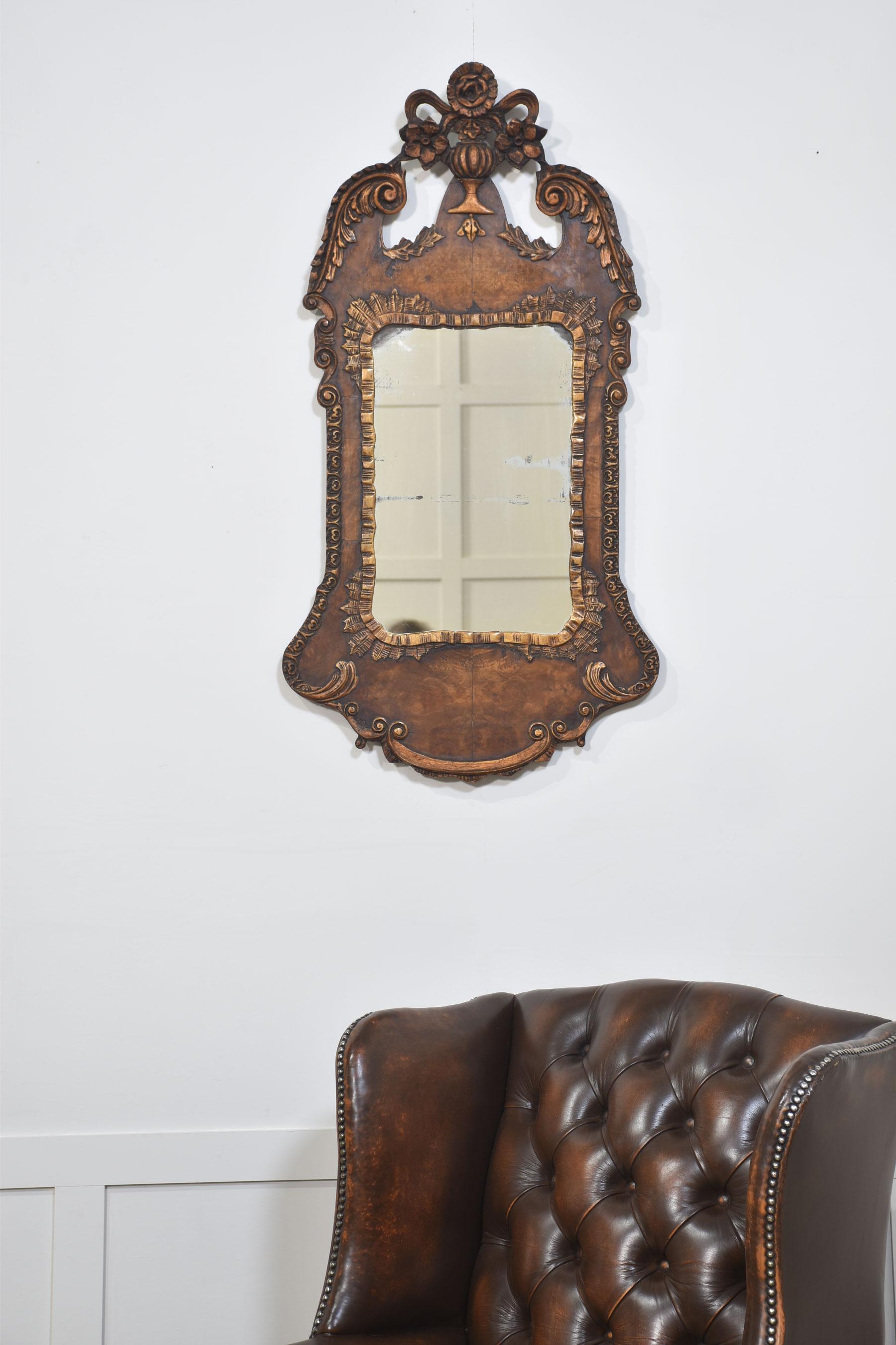 British George II style walnut wall mirror For Sale