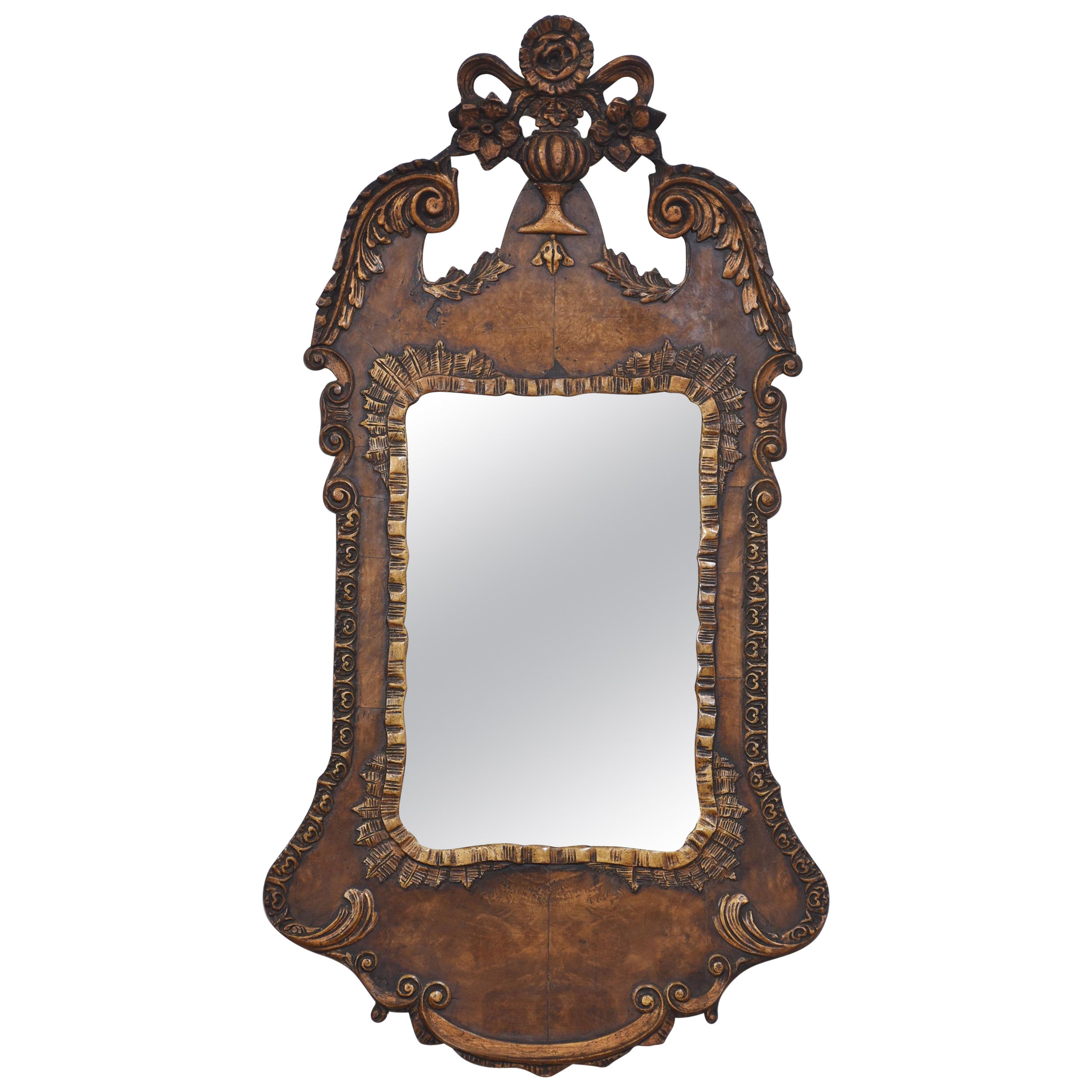 George II style walnut wall mirror
