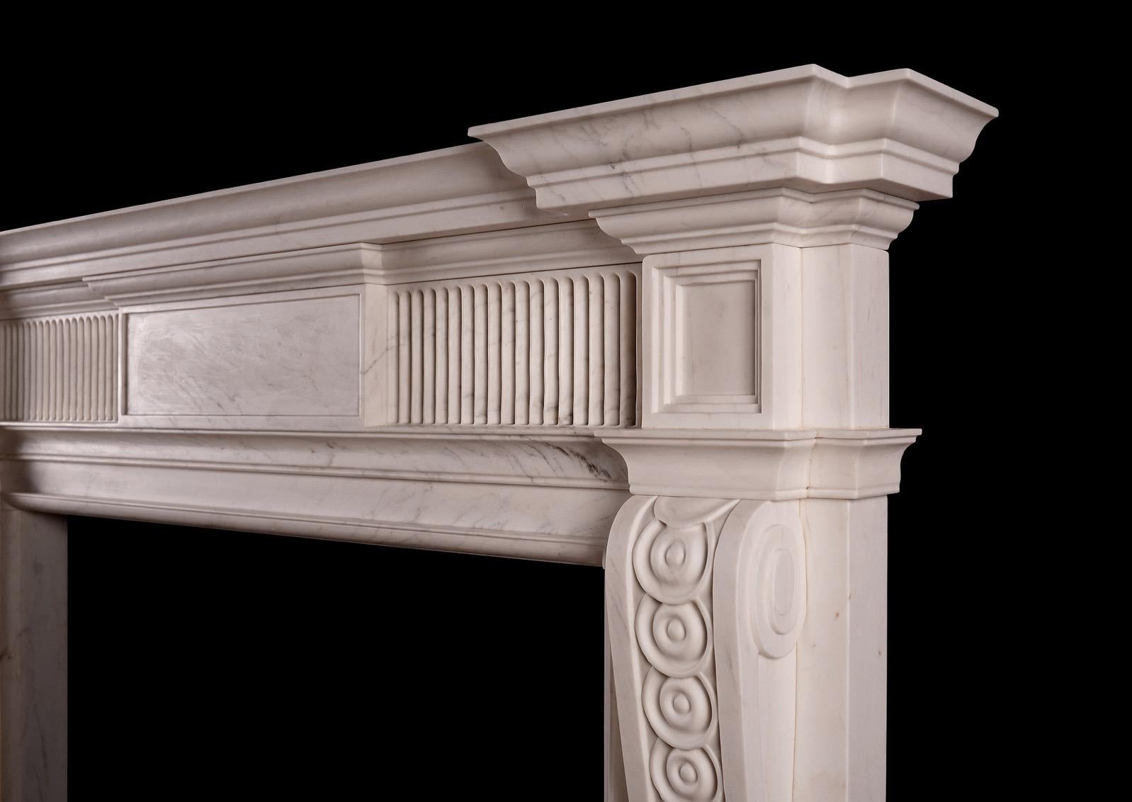 English George II Style White Marble Fireplace For Sale