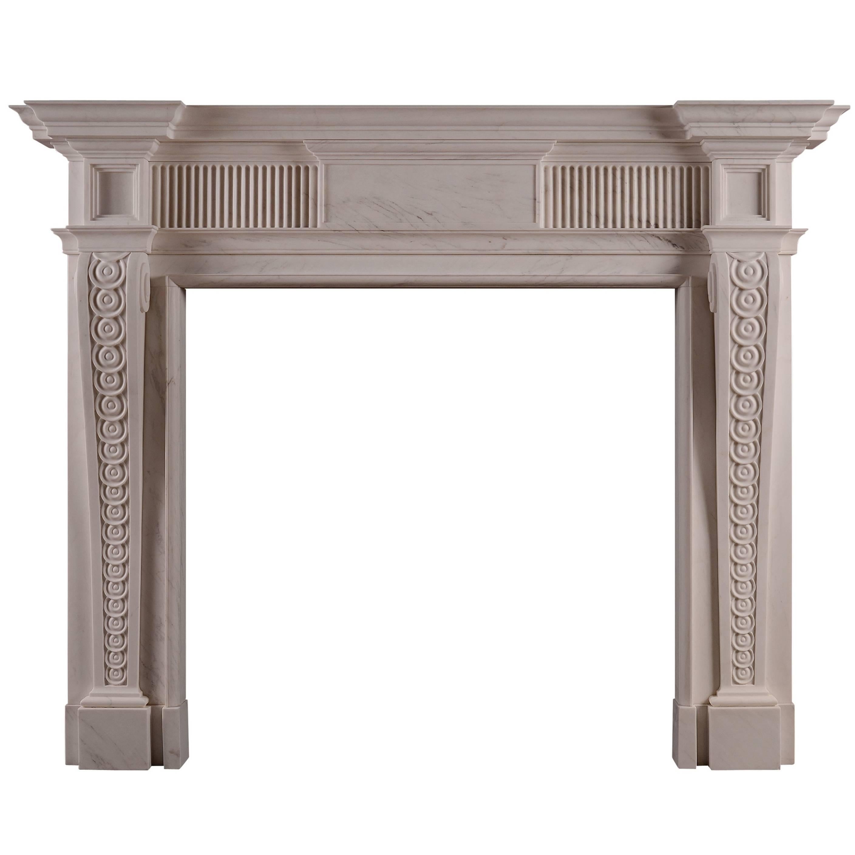 George II Style White Marble Fireplace For Sale
