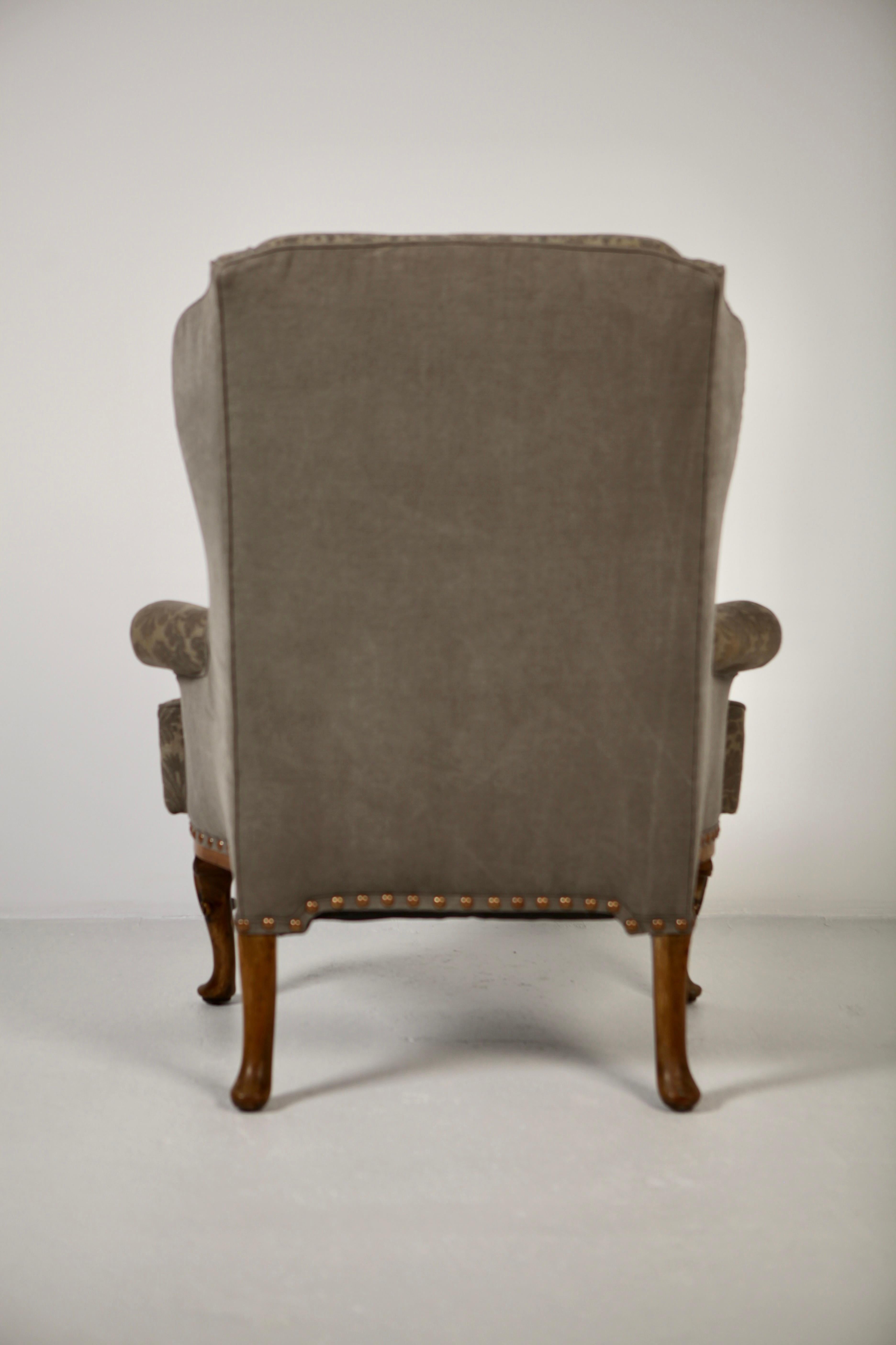 George II Style Wing Back Armchair, 19th Century 4