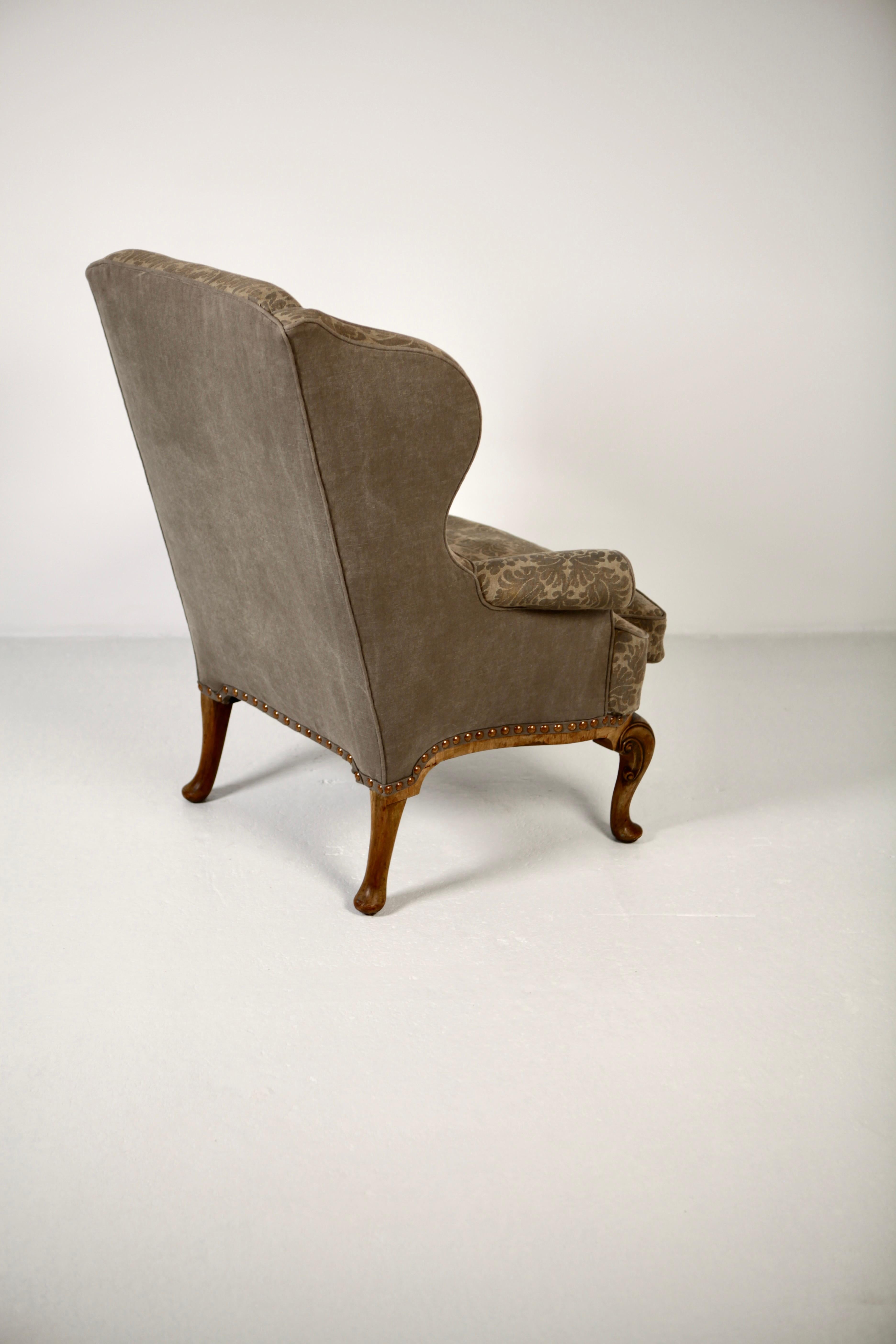 George II Style Wing Back Armchair, 19th Century 5