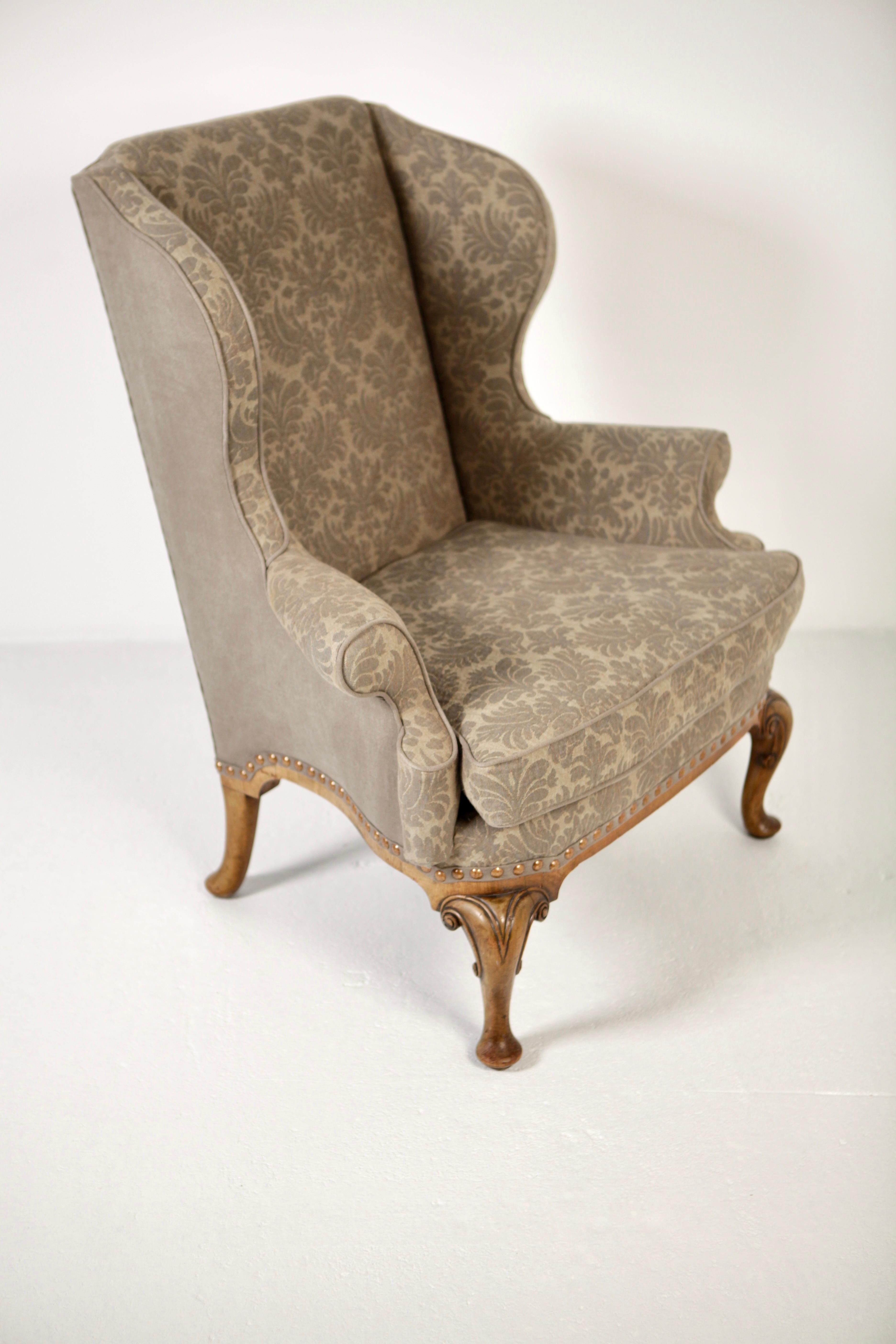 George II Style Wing Back Armchair, 19th Century In Good Condition In Berlin, DE