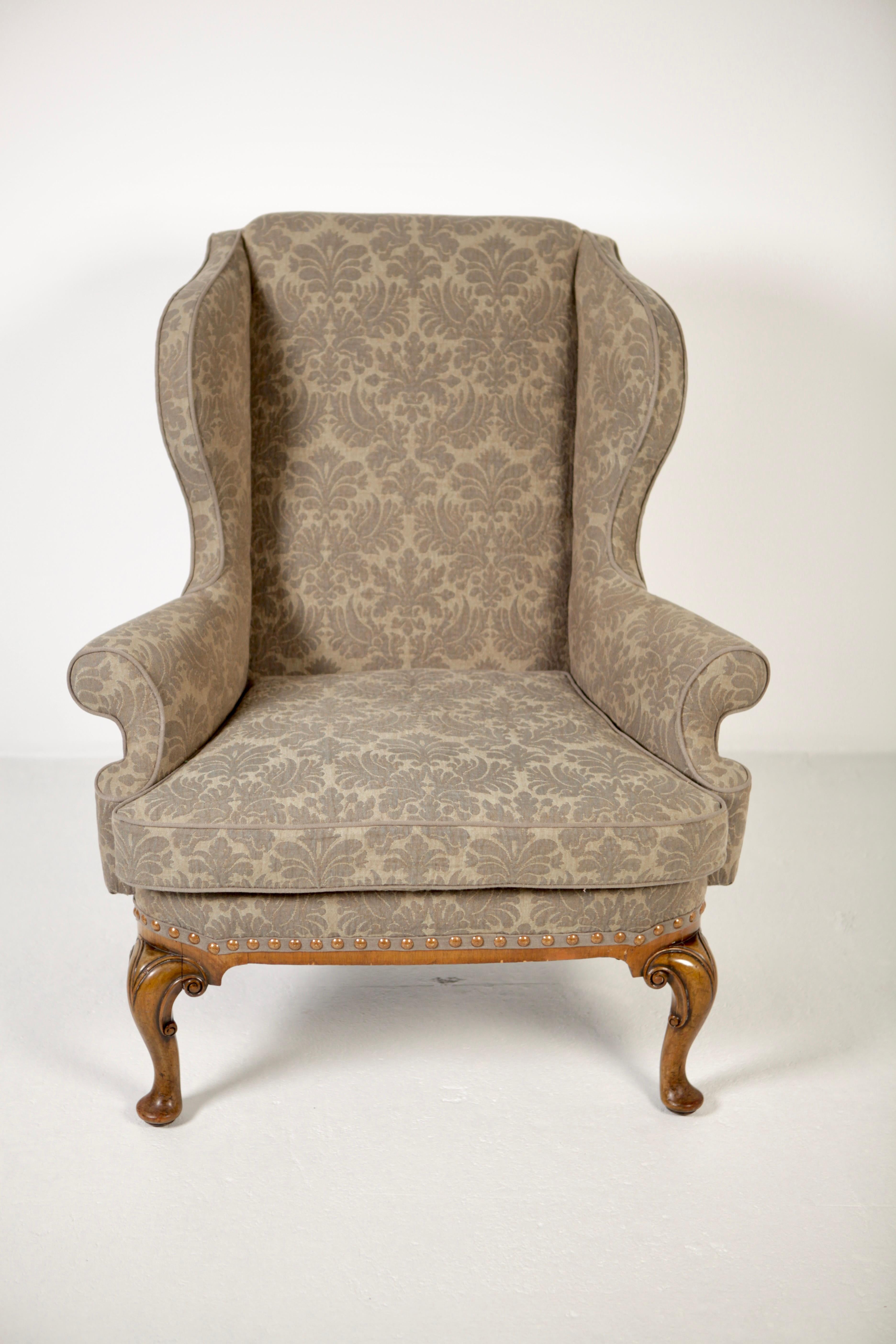 Mid-19th Century George II Style Wing Back Armchair, 19th Century