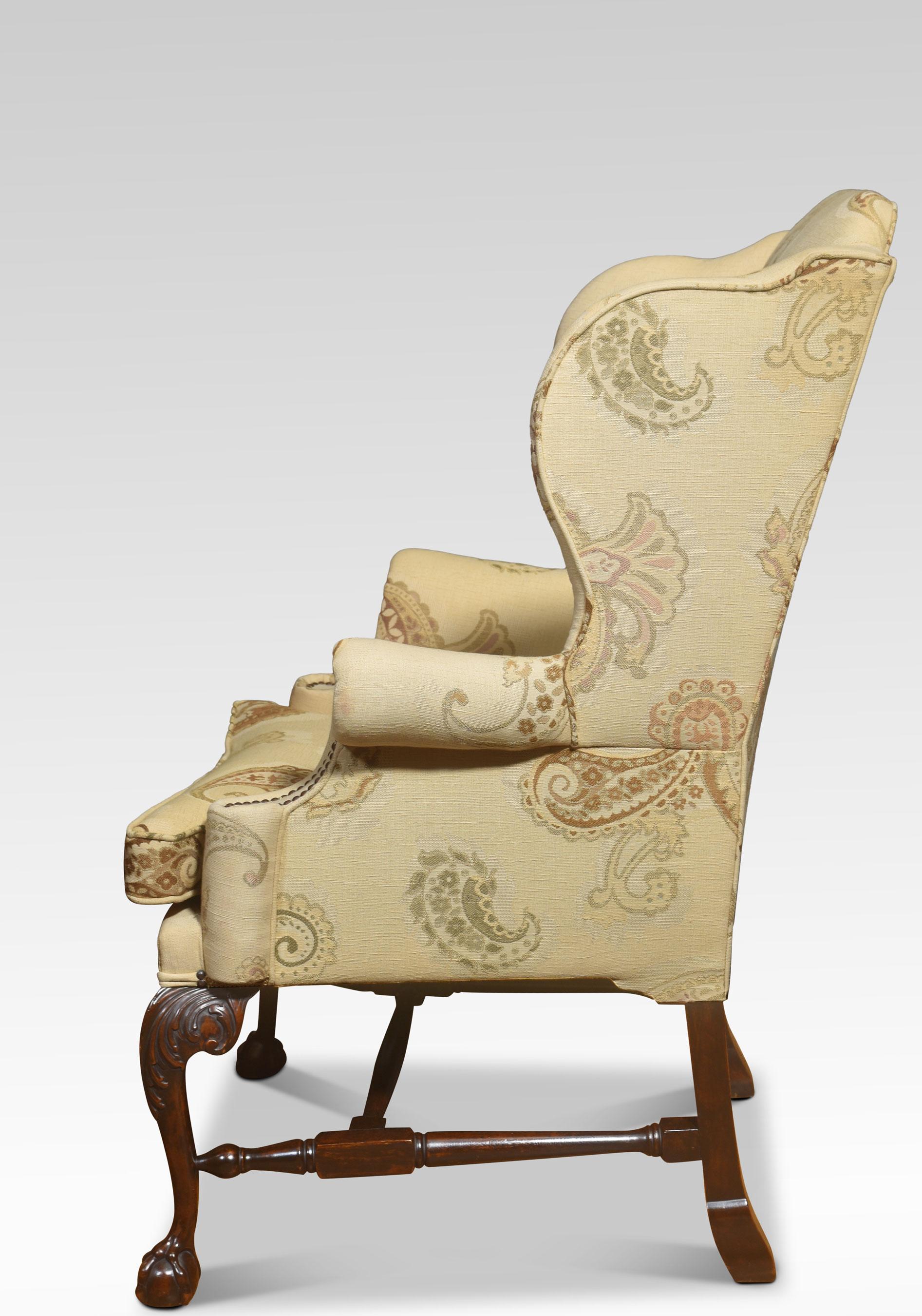 George II style wing back armchair For Sale 4