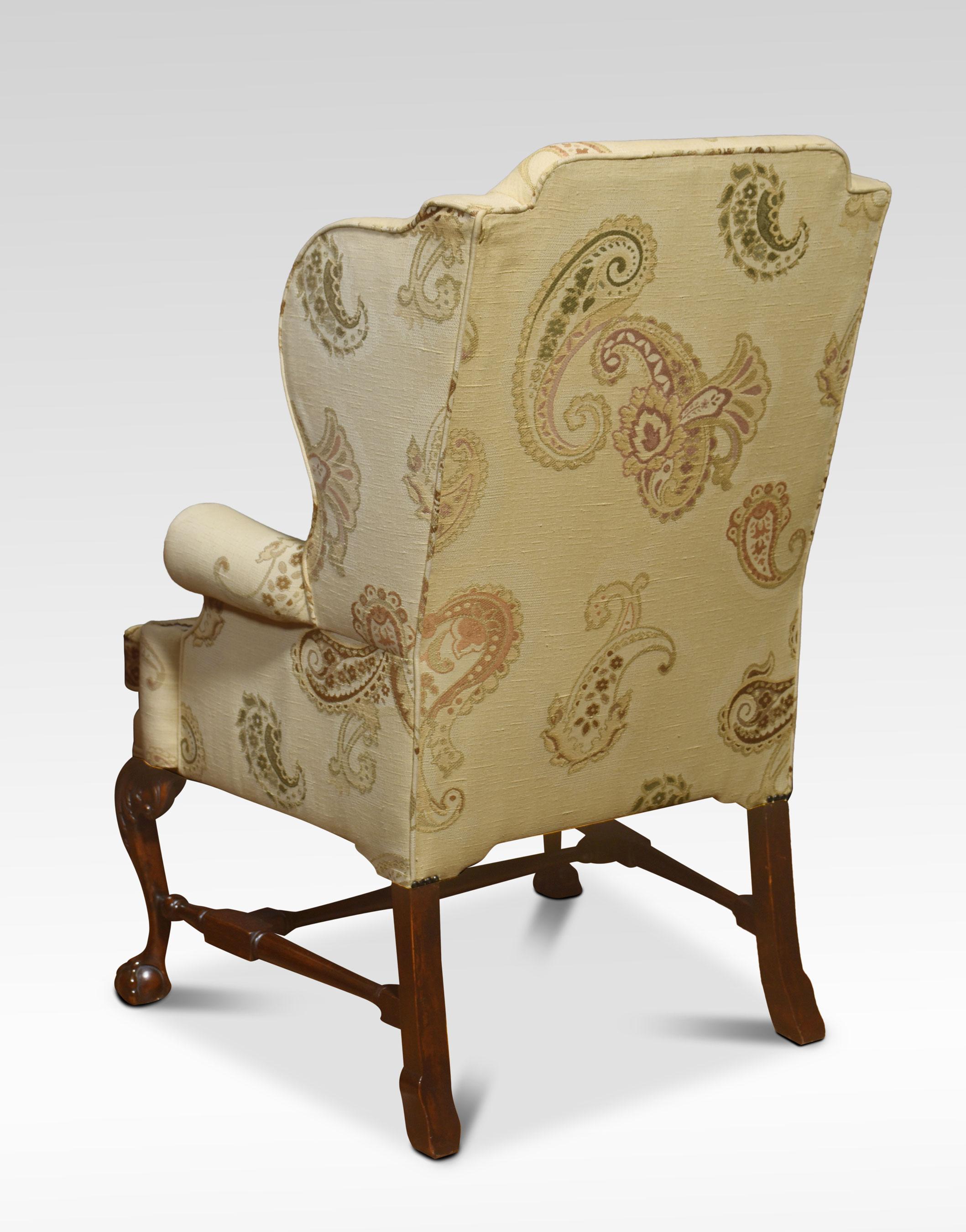 George II style wing back armchair For Sale 5