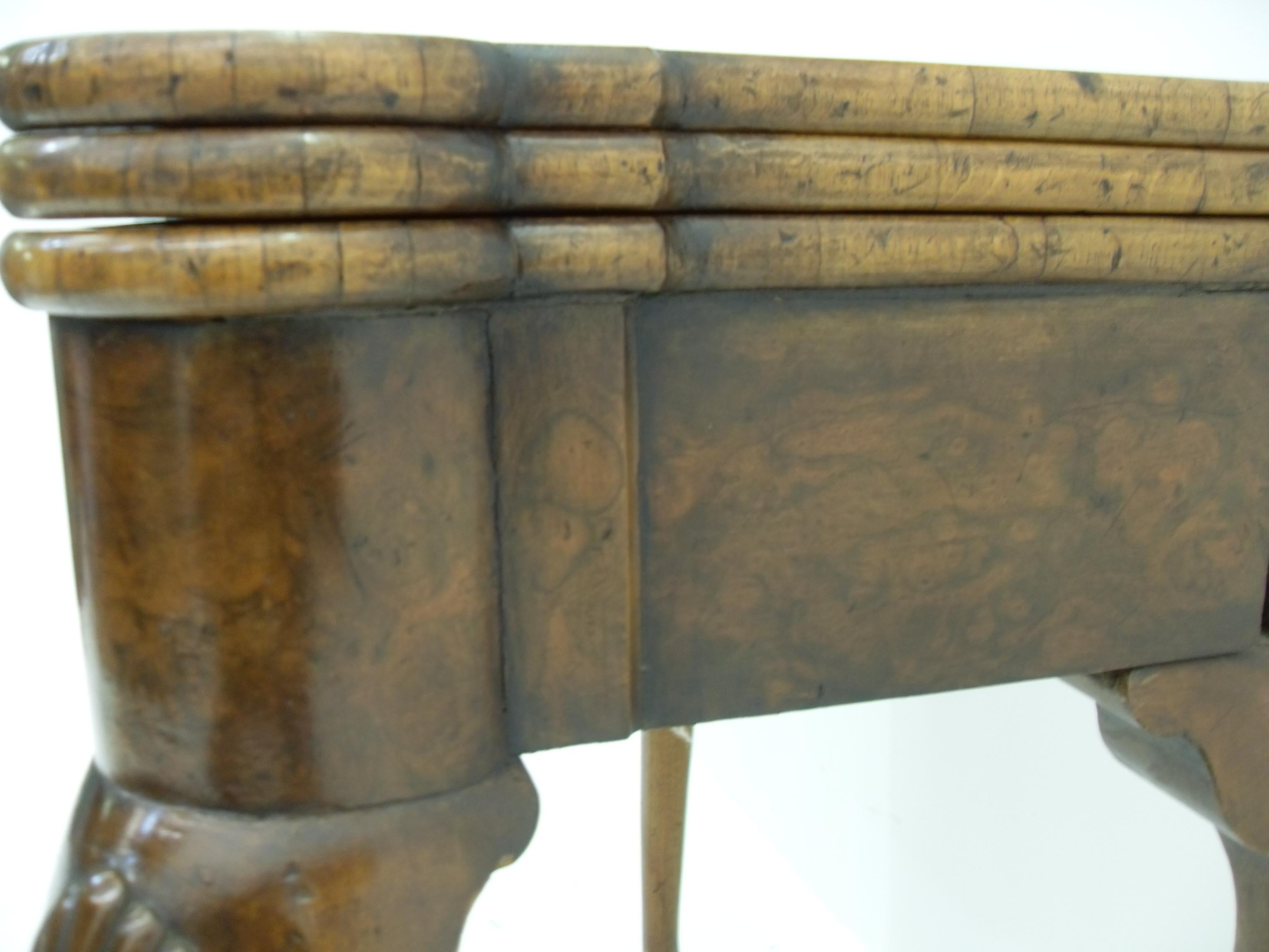 George II Triple Top Carved Walnut Ball and Claw Card Table For Sale 3