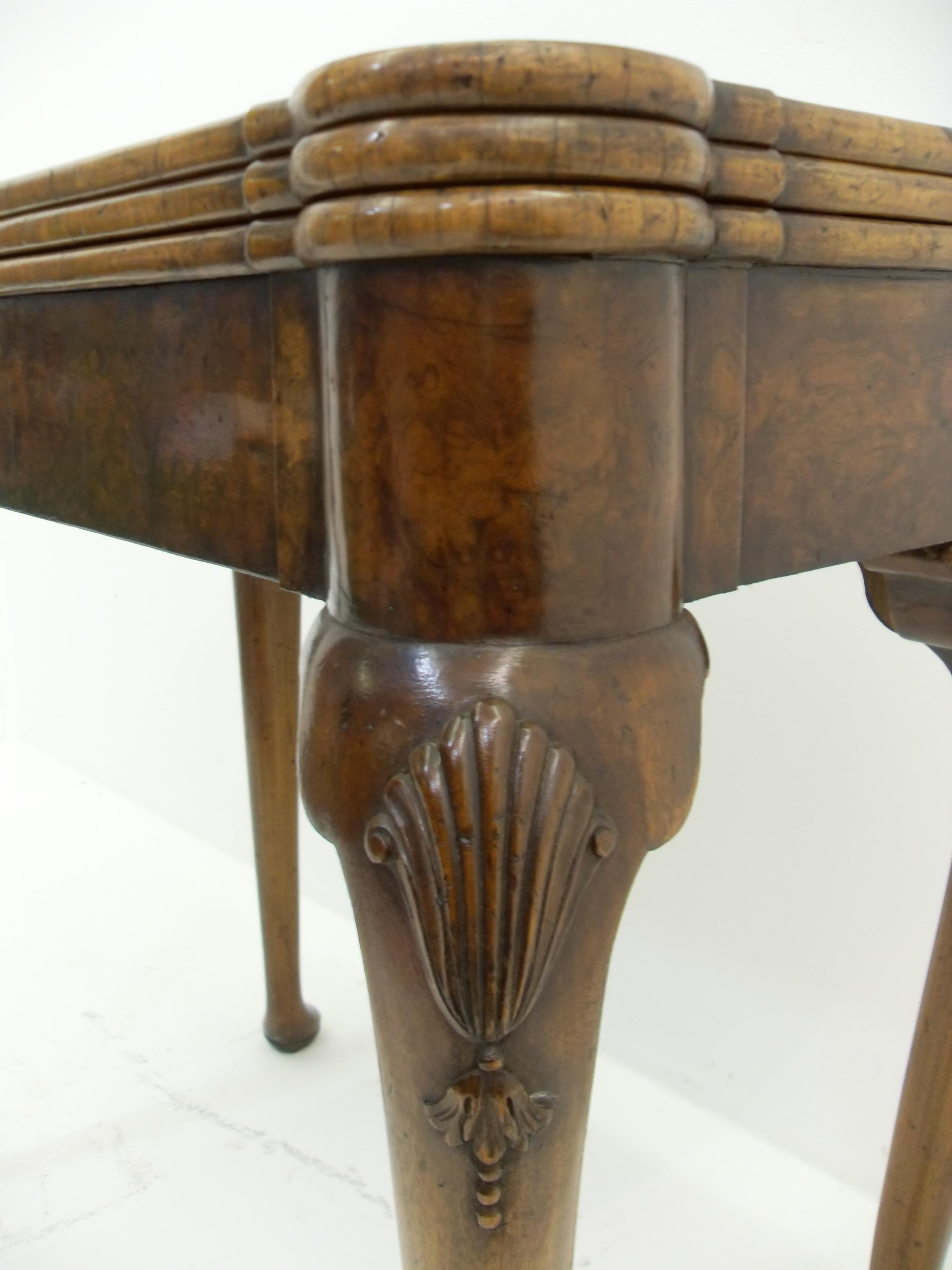 George II Triple Top Carved Walnut Ball and Claw Card Table For Sale 4