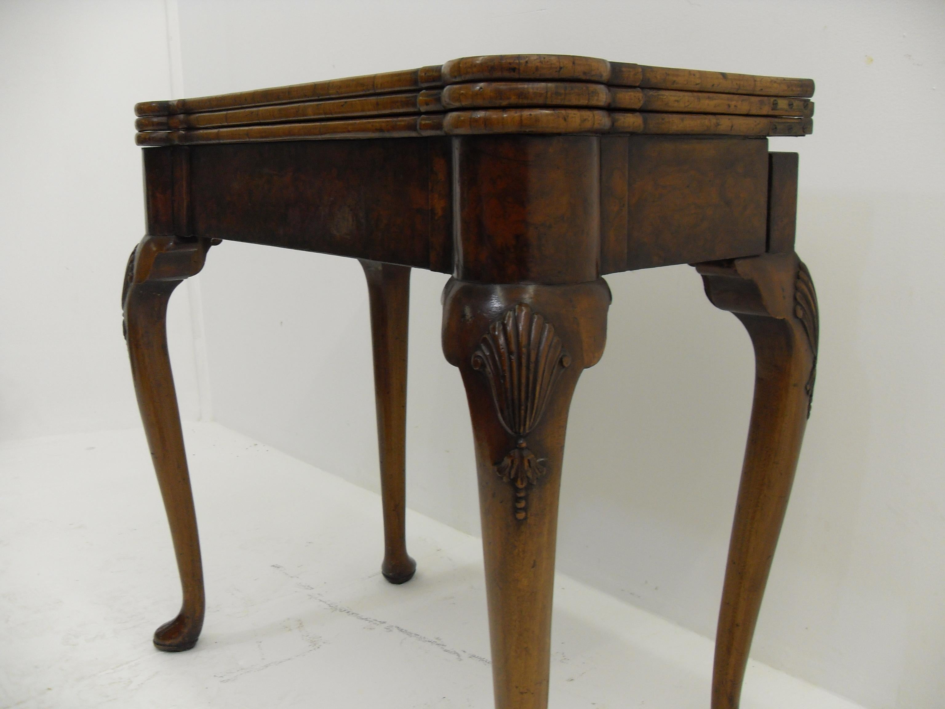 George II Triple Top Carved Walnut Ball and Claw Card Table For Sale 2