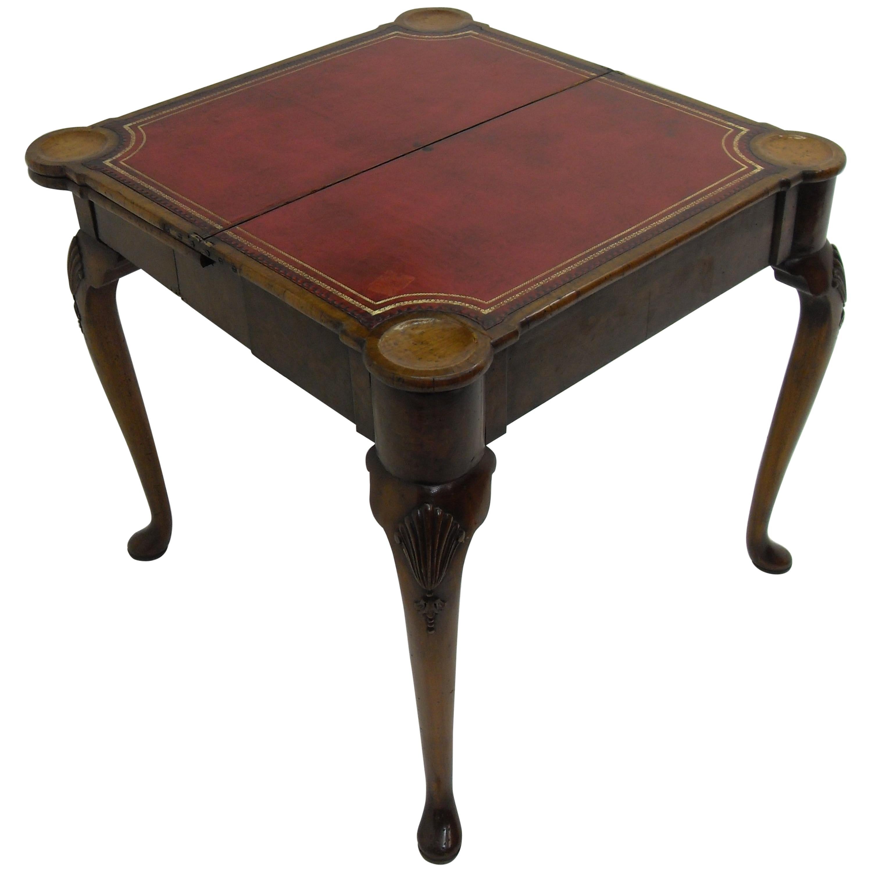 George II Triple Top Carved Walnut Ball and Claw Card Table For Sale