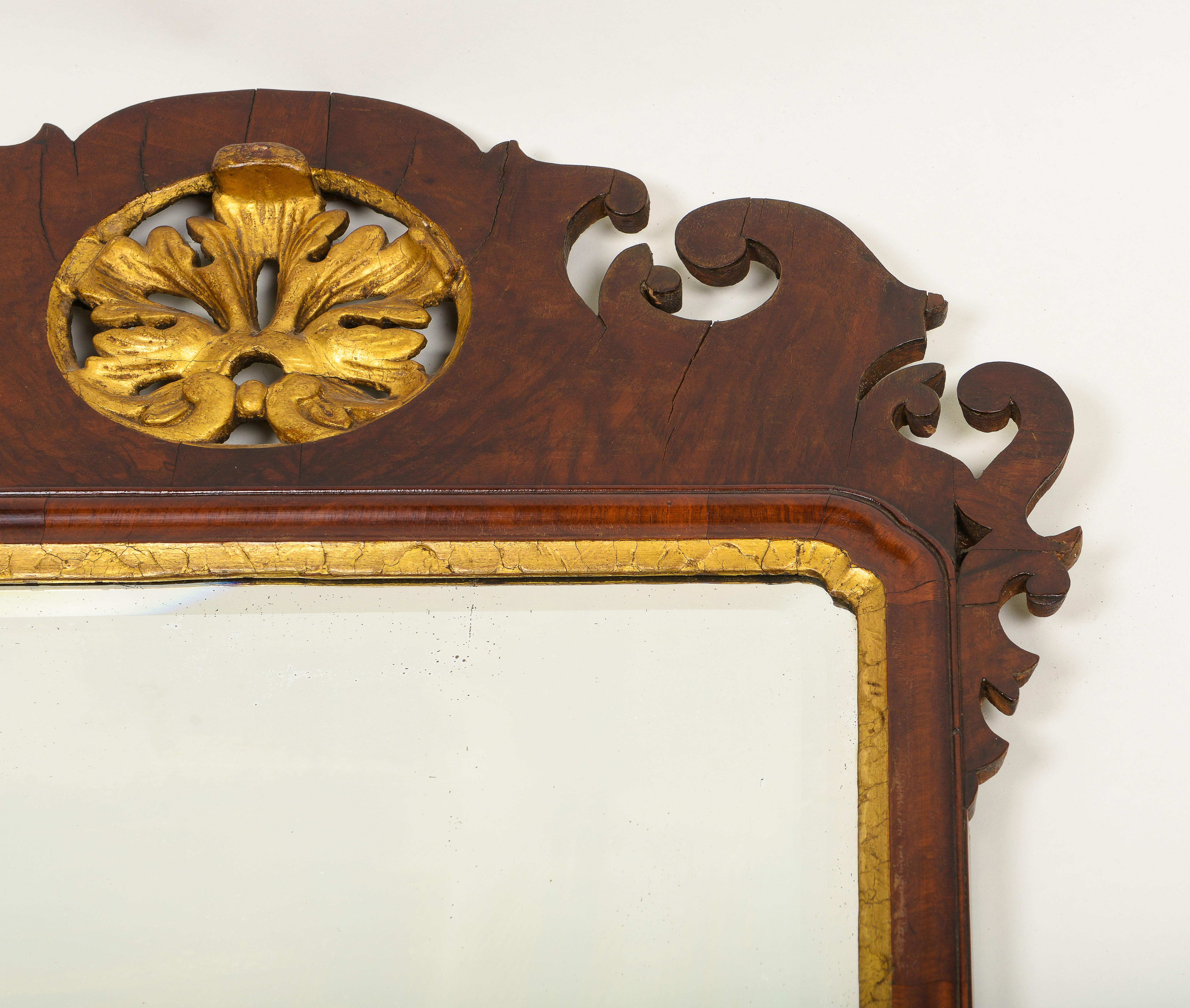 Mid-18th Century George II Walnut and Parcel Gilt Mirror
