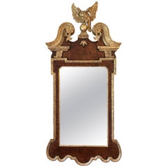 George II Walnut and Parcel-Gilt Mirror