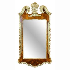 George II Walnut and Parcel Gilt Mirror