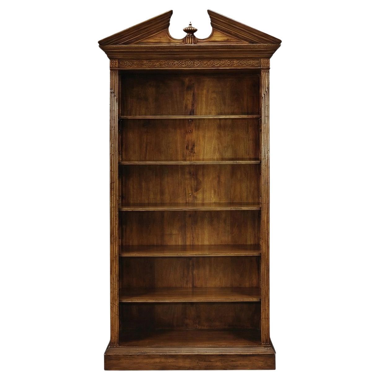 George II Walnut Architectural Open Bookcase For Sale