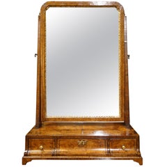 George II Walnut Boxbase Toilet Mirror