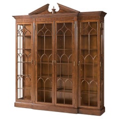George II Walnut Breakfront Display Bookcase