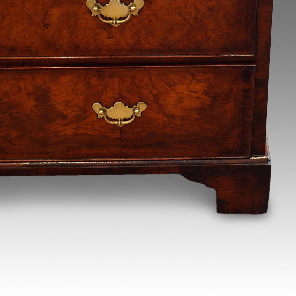 George II walnut bureau
Here is your opportunity to own a George II walnut bureau.
It was made circa 1740, the cabinetmaker used walnut with subtle figuring in the grain.
The 4 graduated oak lined drawers are fitted the original period swing grip